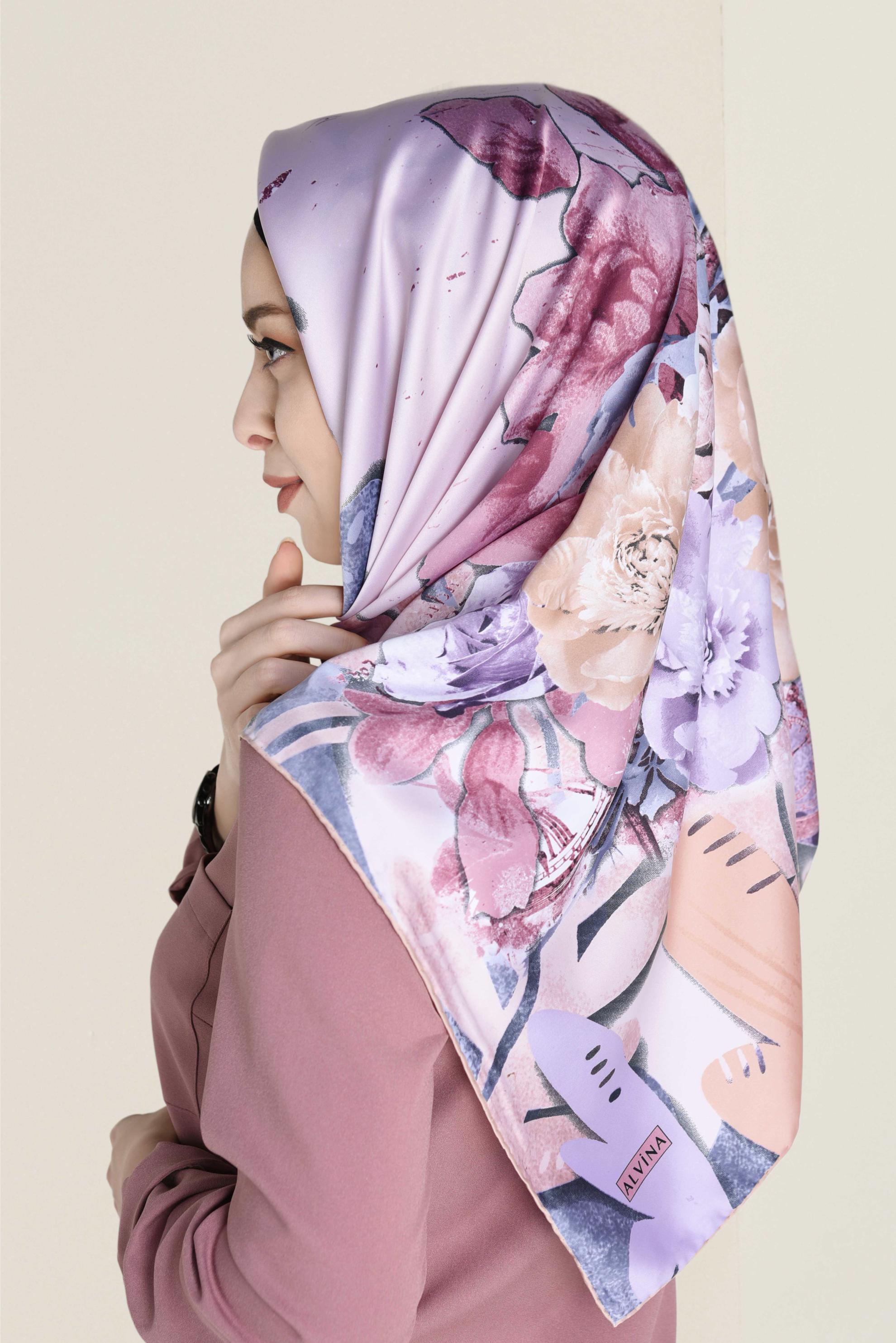 Tesettür giyim PUDRA 12061-1 ALVİNA DESENLİ EŞARP