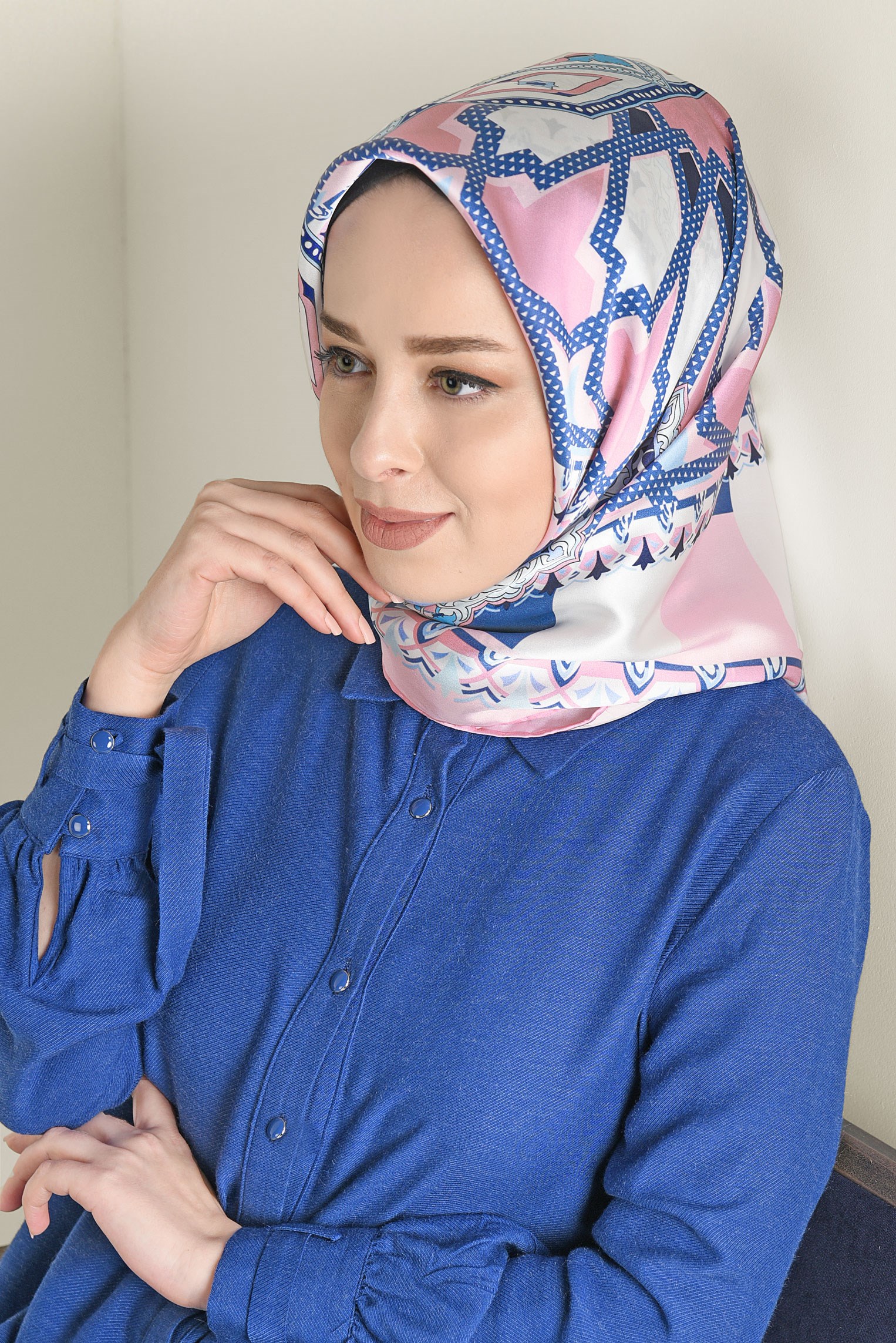 Tesettür giyim PUDRA 17222-1  ALVİNA İPEK EŞARP