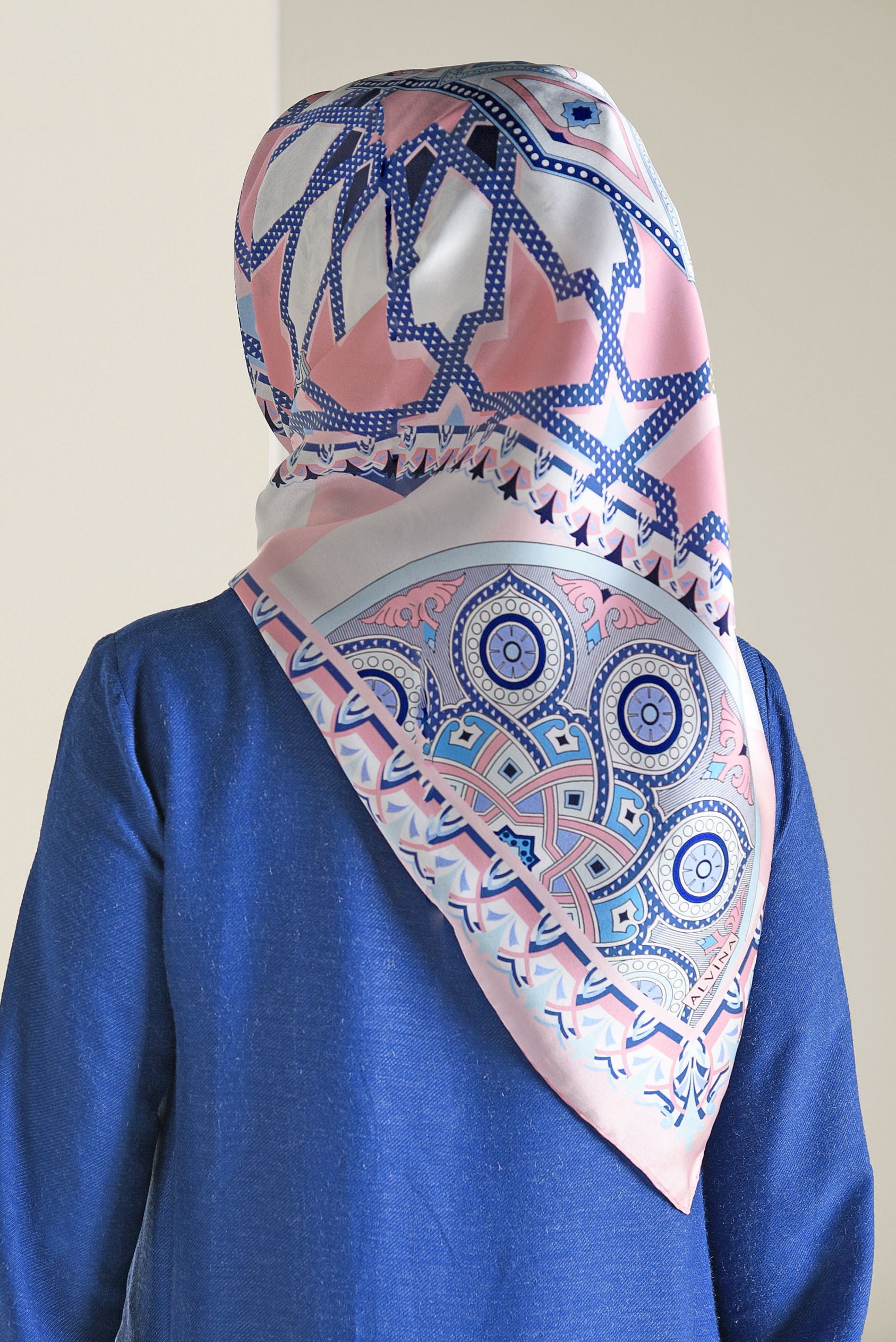 Tesettür giyim PUDRA 17222-1  ALVİNA İPEK EŞARP