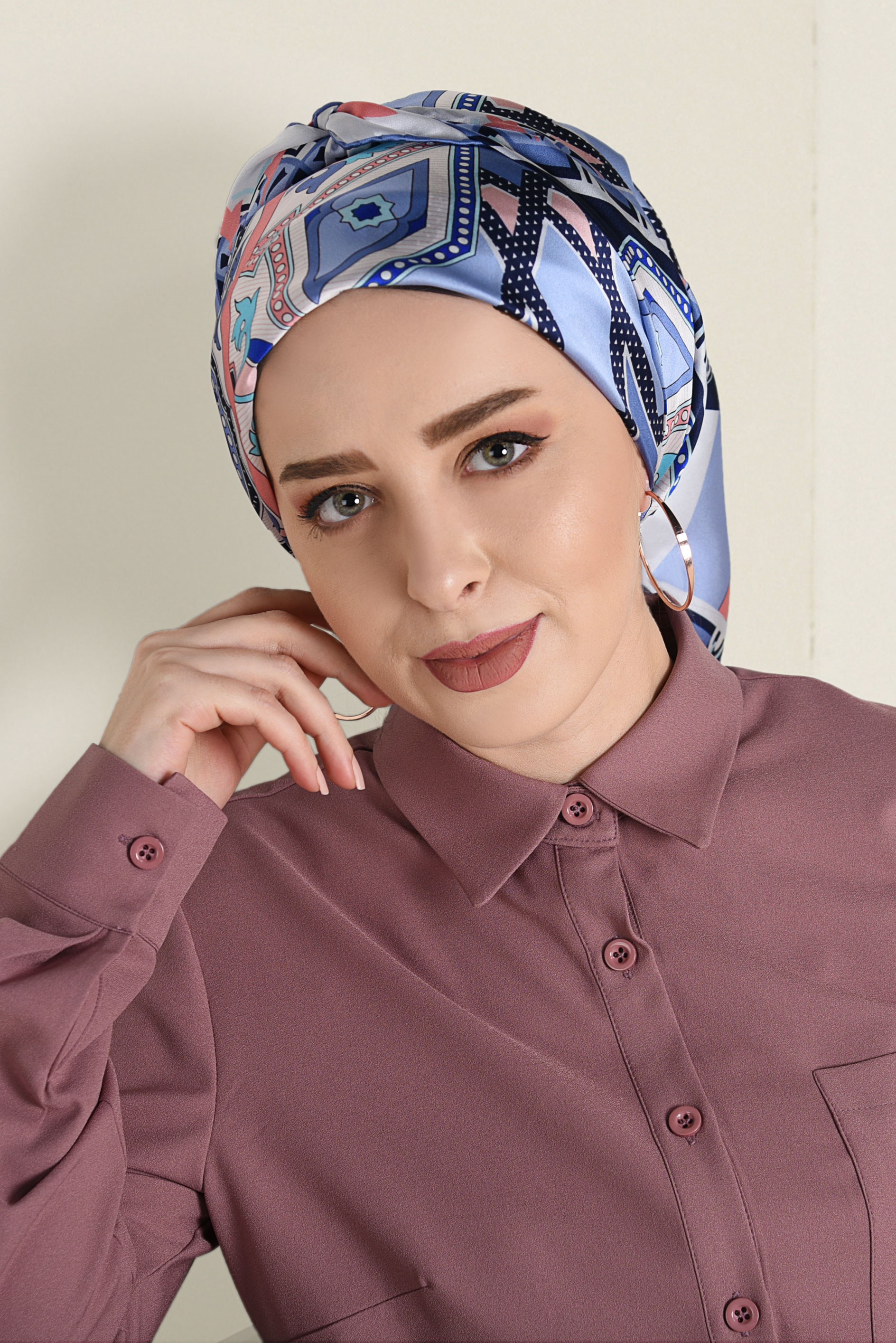 Tesettür giyim LACİVERT 17222-1  ALVİNA İPEK EŞARP