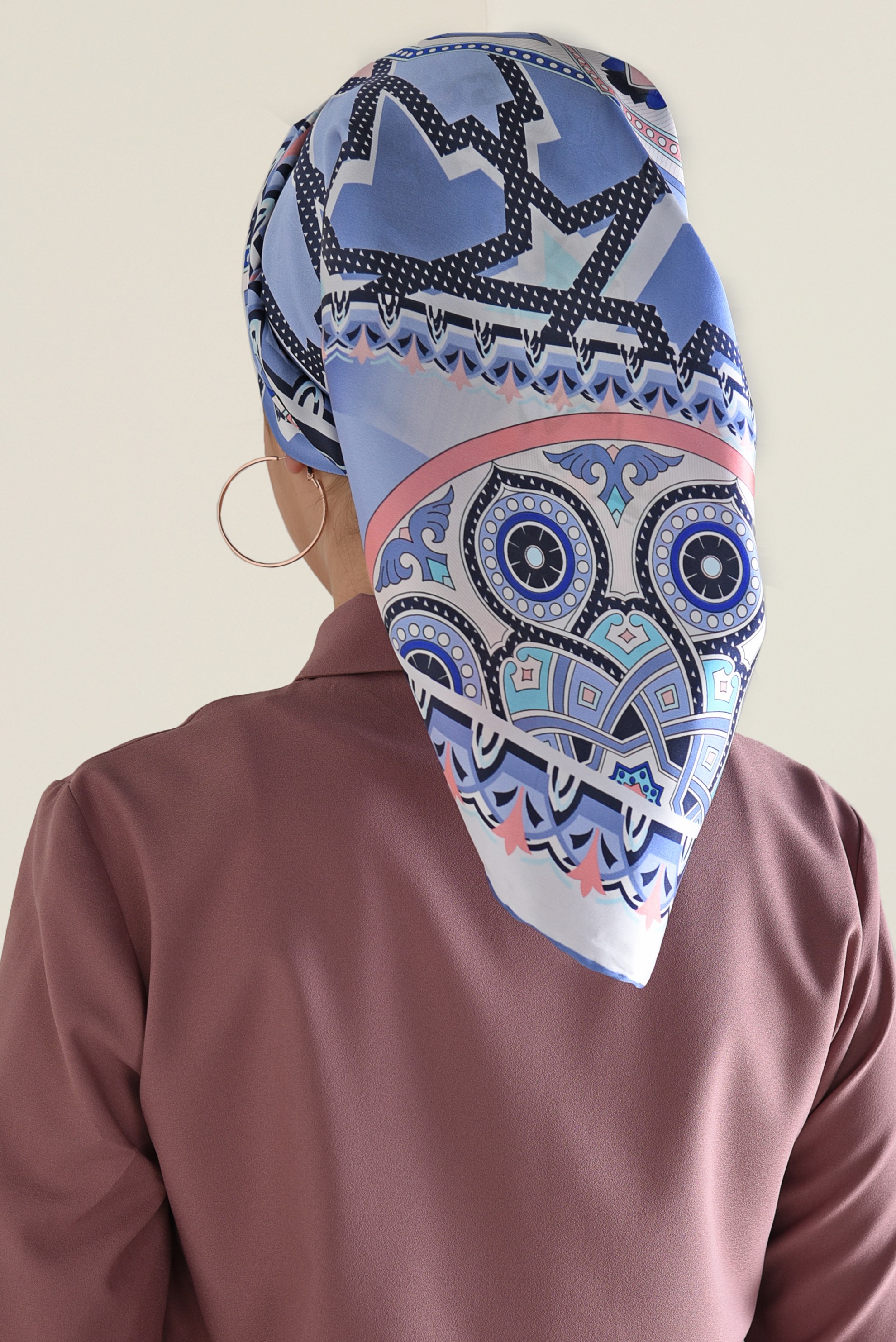 Tesettür giyim LACİVERT 17222-1  ALVİNA İPEK EŞARP