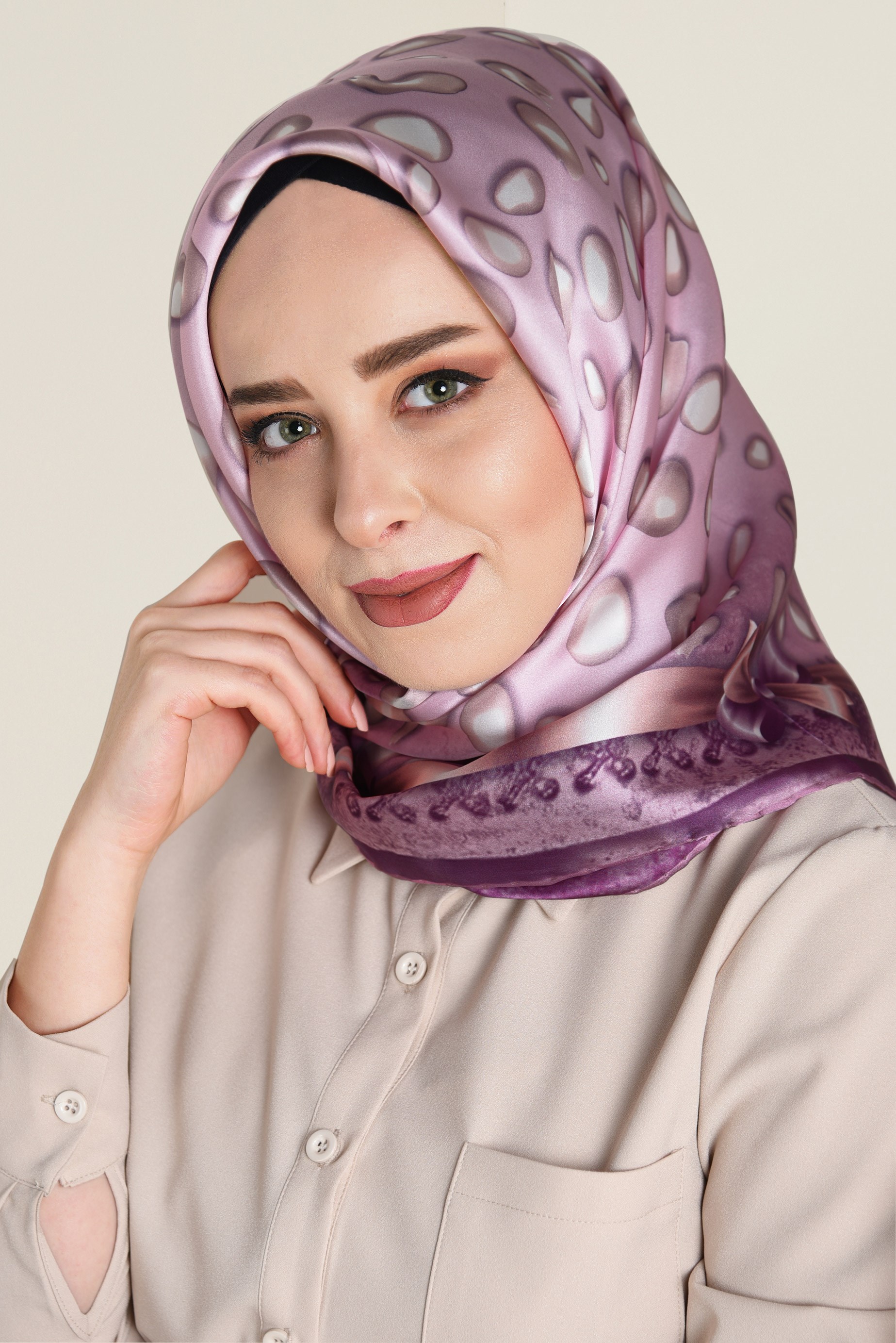 Tesettür giyim MOR 17223-1  ALVİNA İPEK EŞARP