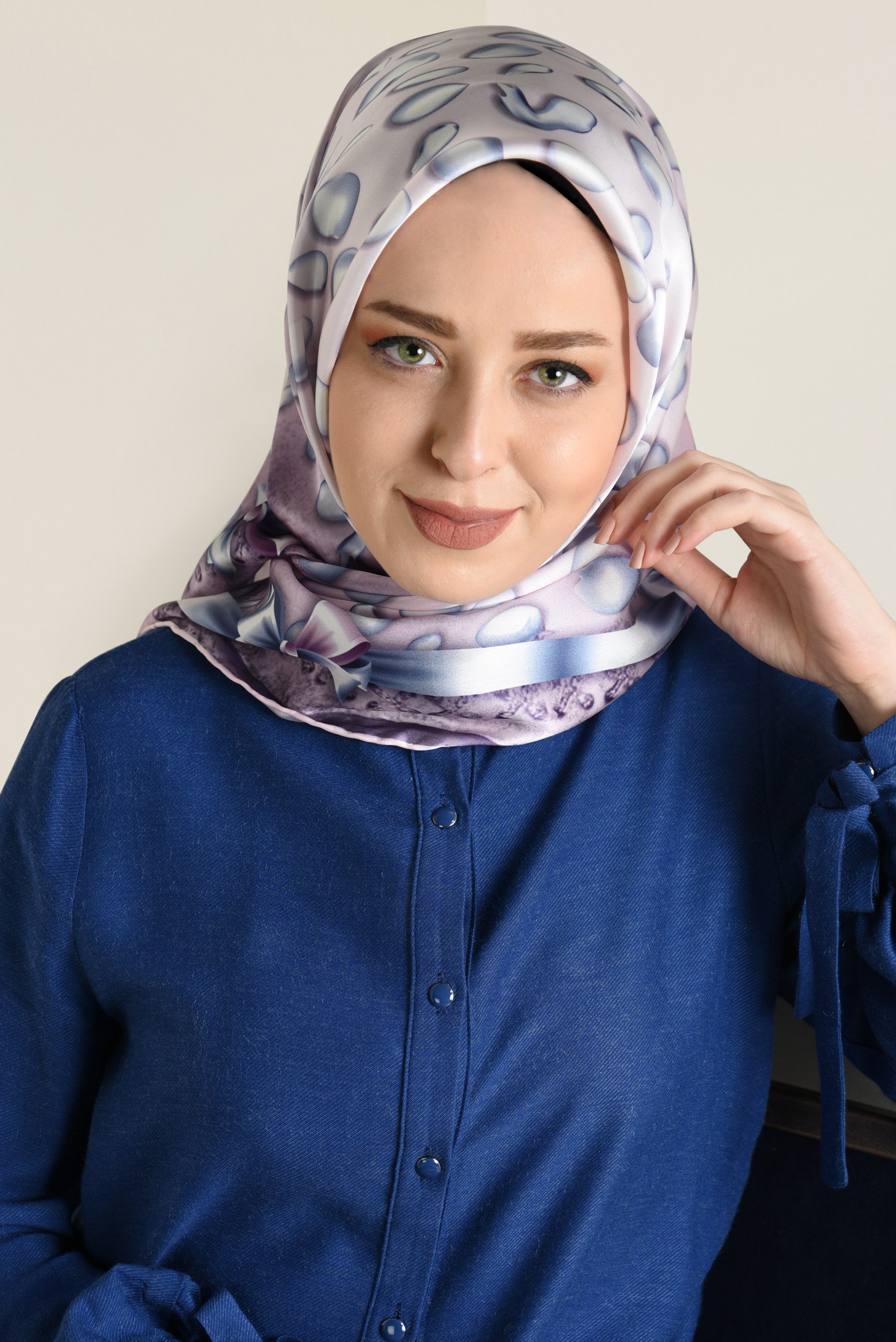 Tesettür giyim PUDRA 17223-1  ALVİNA İPEK EŞARP