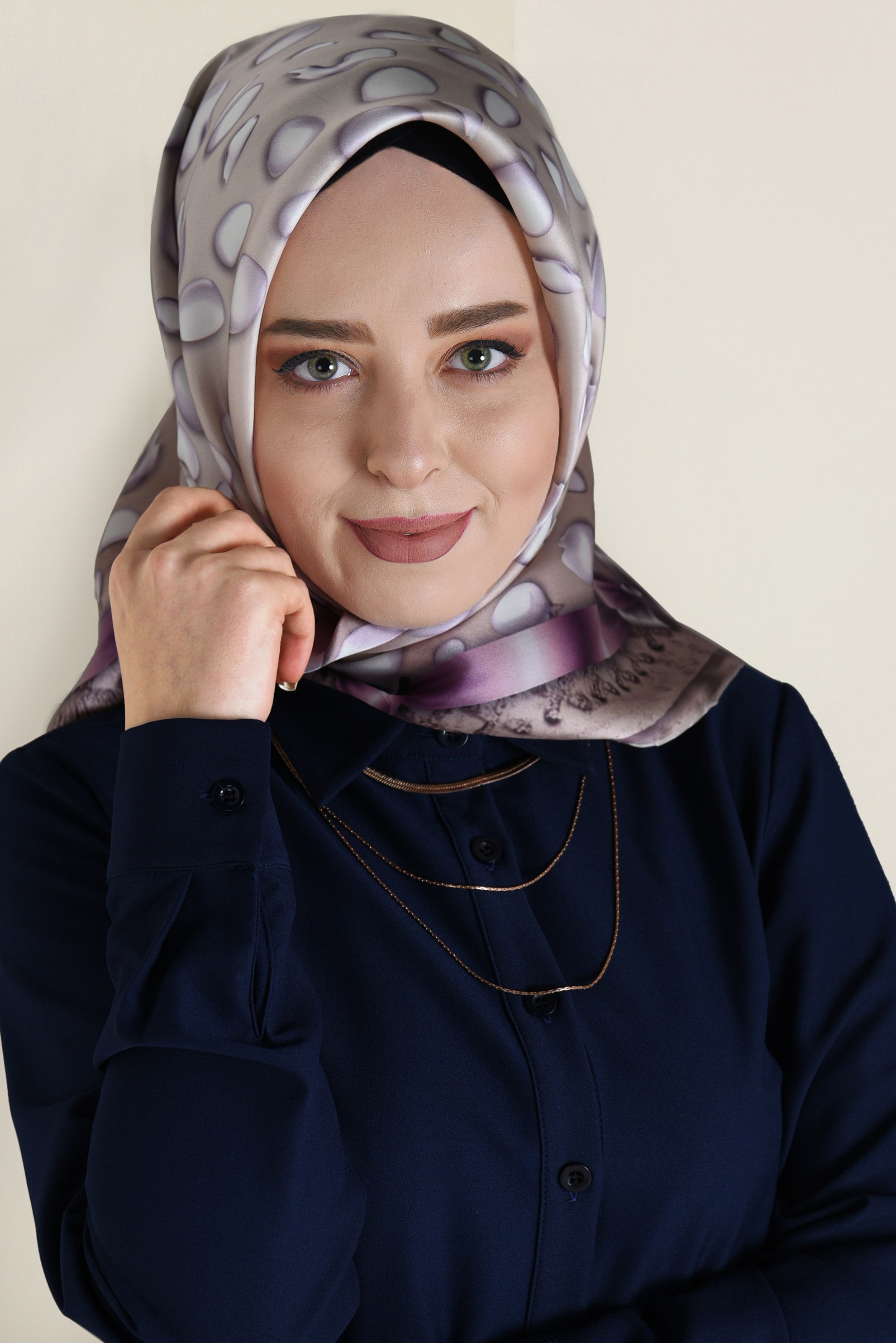 Tesettür giyim VİZON 17223-1  ALVİNA İPEK EŞARP