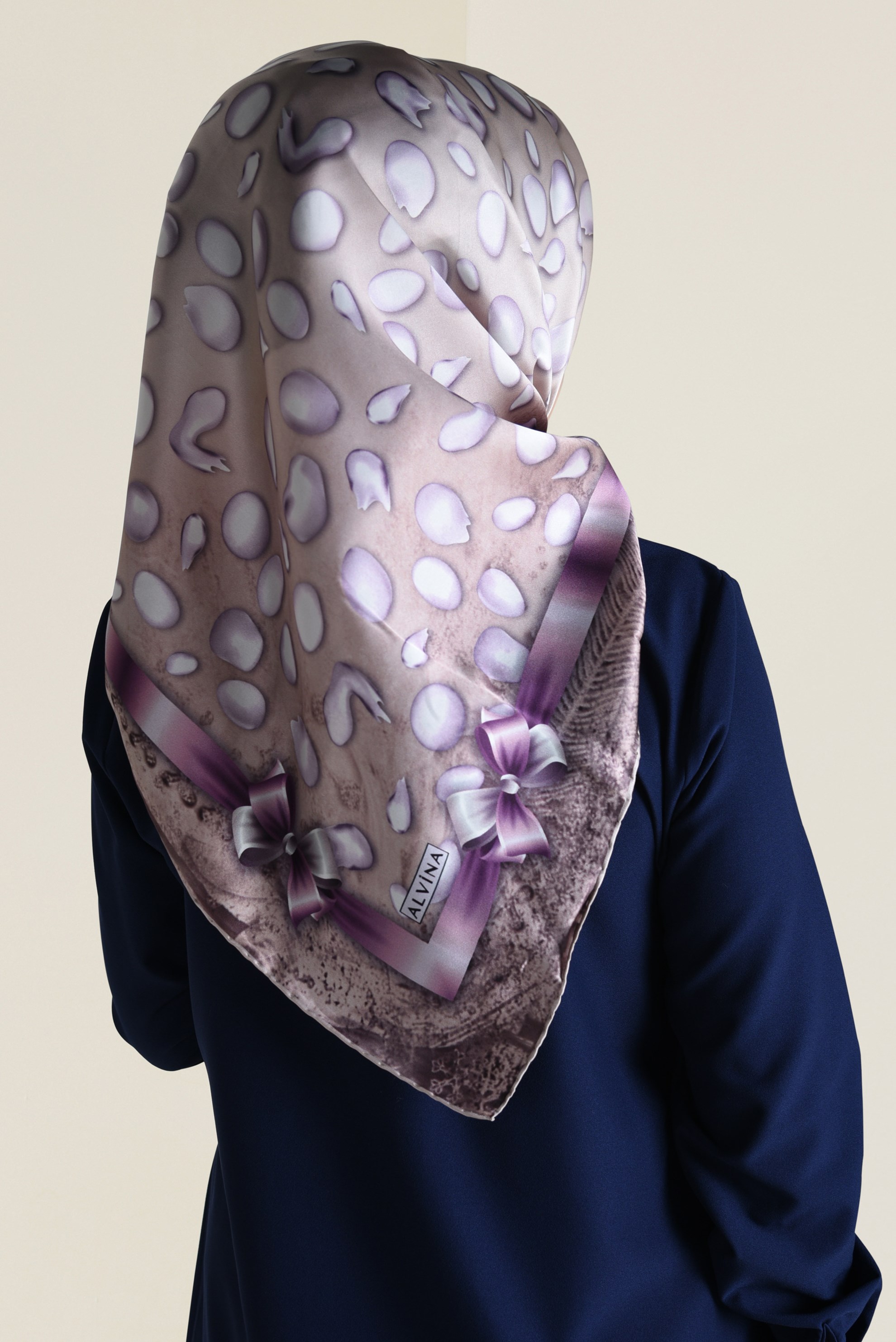 Tesettür giyim VİZON 17223-1  ALVİNA İPEK EŞARP