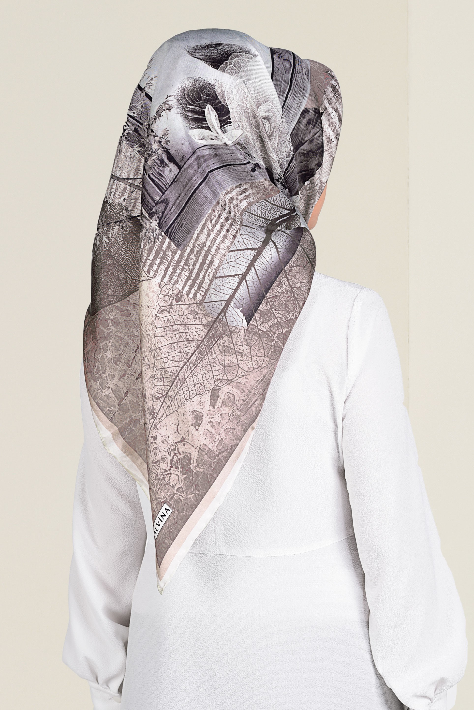 Tesettür giyim PUDRA 30233-1 ALVİNA TİWİL İPEK EŞARP