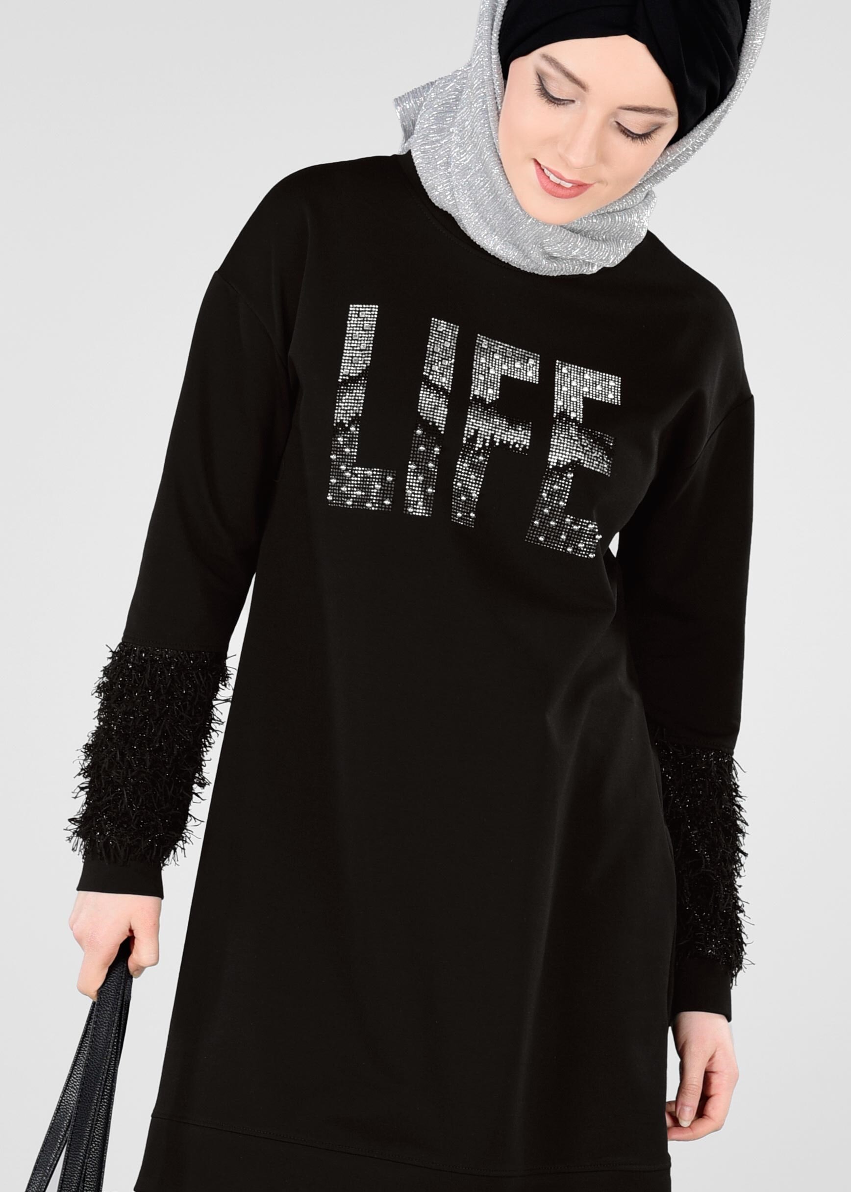 Tesettür giyim SİYAH 4009 NEW LERİDA EŞOFMAN TUNİK 36/44 TEK38