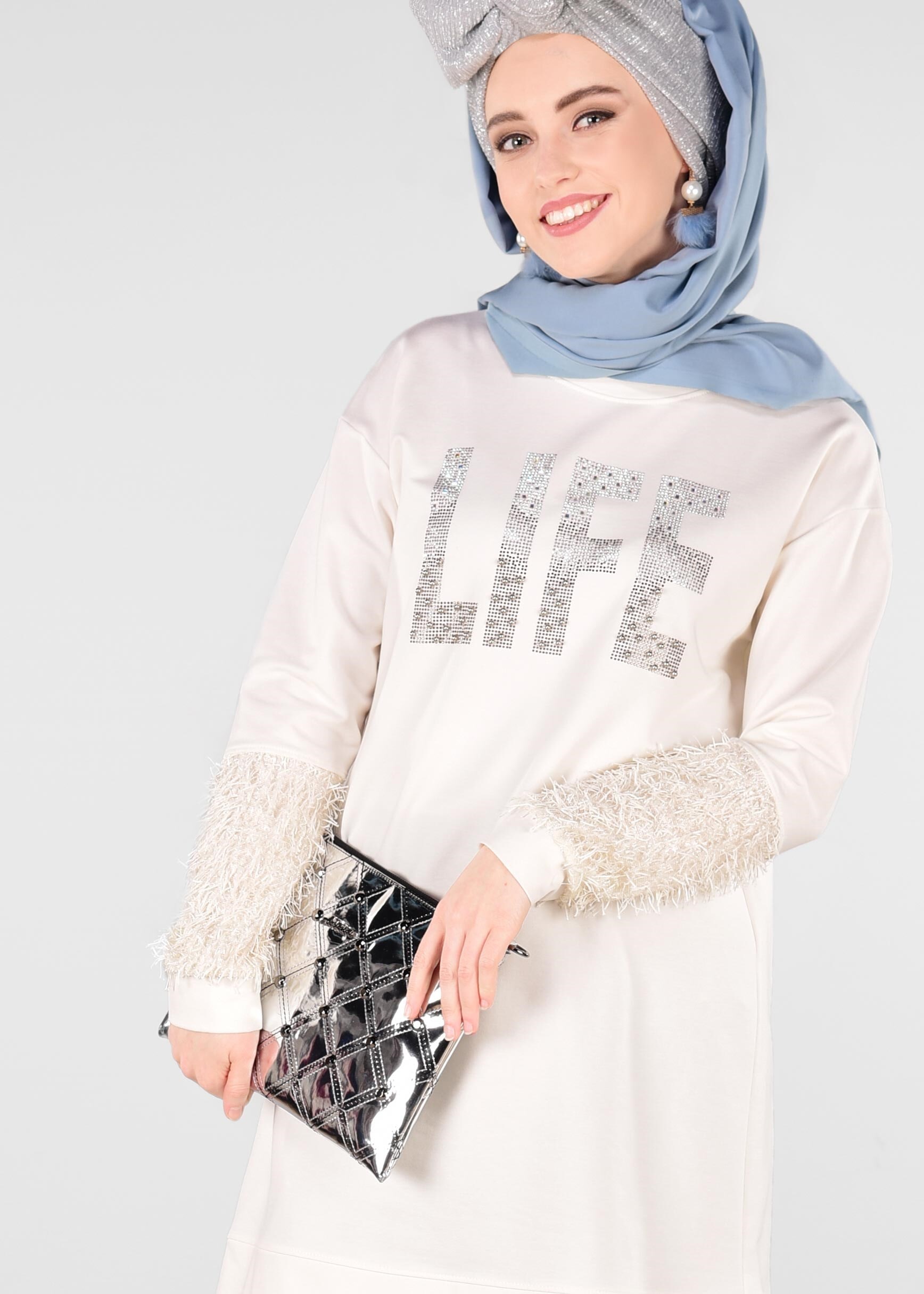 Tesettür giyim BEYAZ 4009 NEW LERİDA EŞOFMAN TUNİK 36/44 TEK38