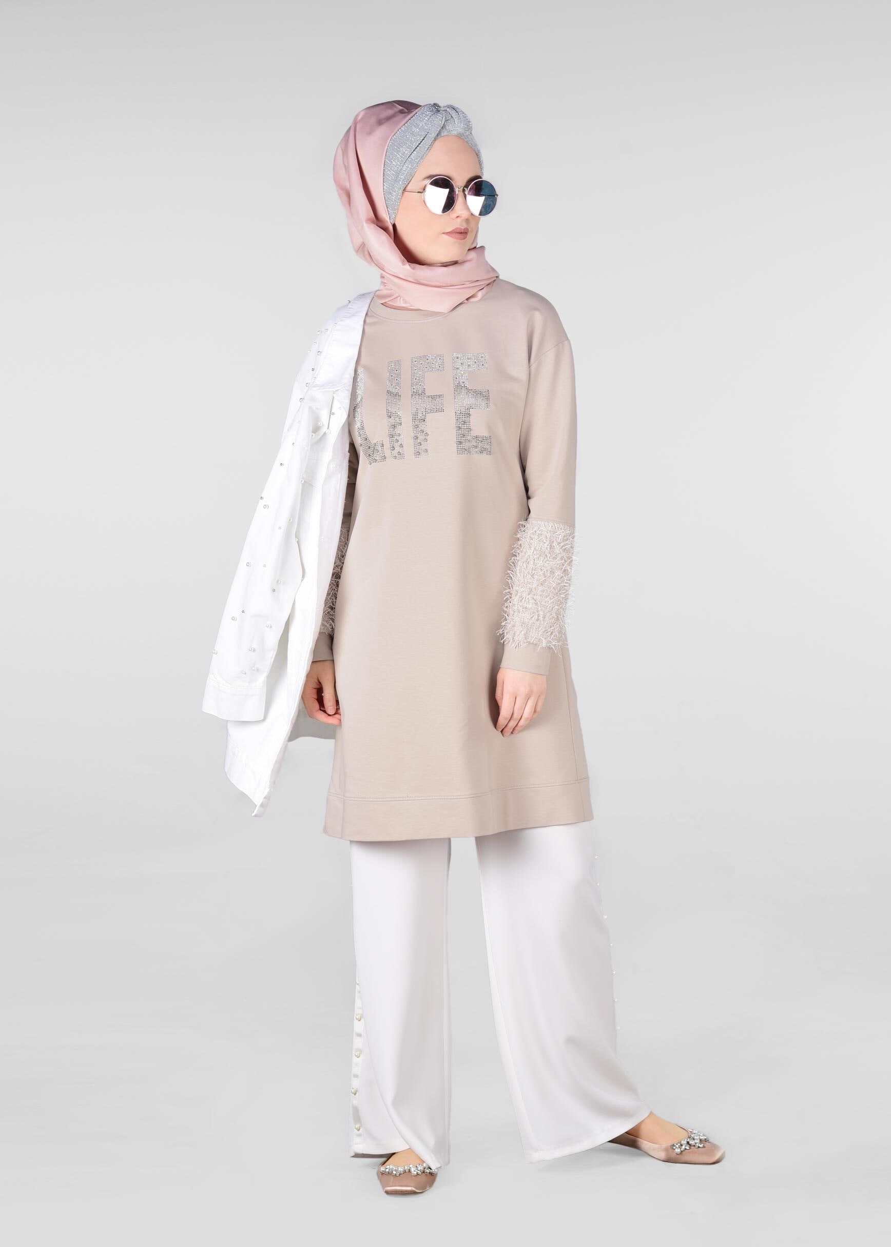 Tesettür giyim BEJ 4009 NEW LERİDA EŞOFMAN TUNİK 36/44 TEK38