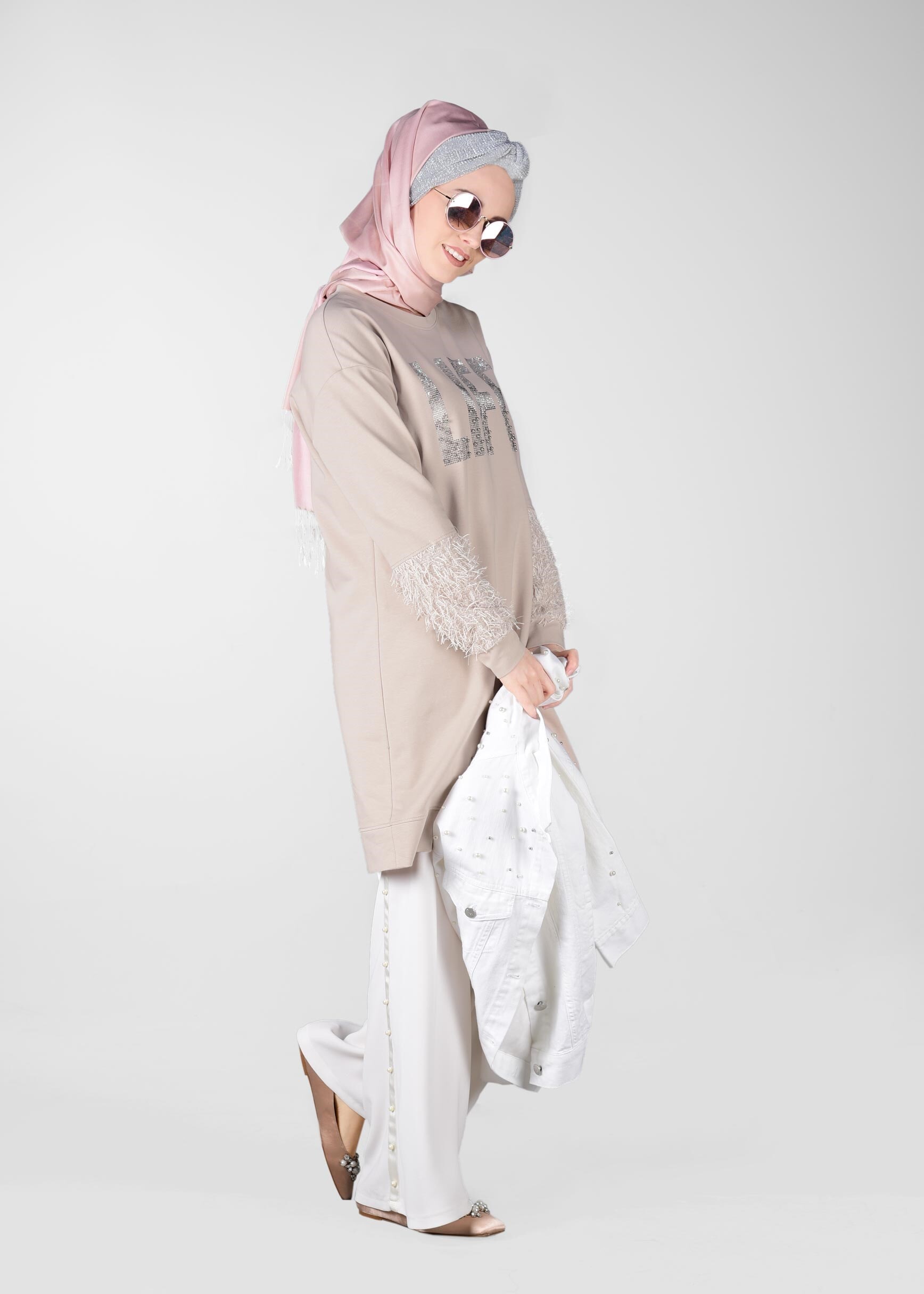 Tesettür giyim BEJ 4009 NEW LERİDA EŞOFMAN TUNİK 36/44 TEK38