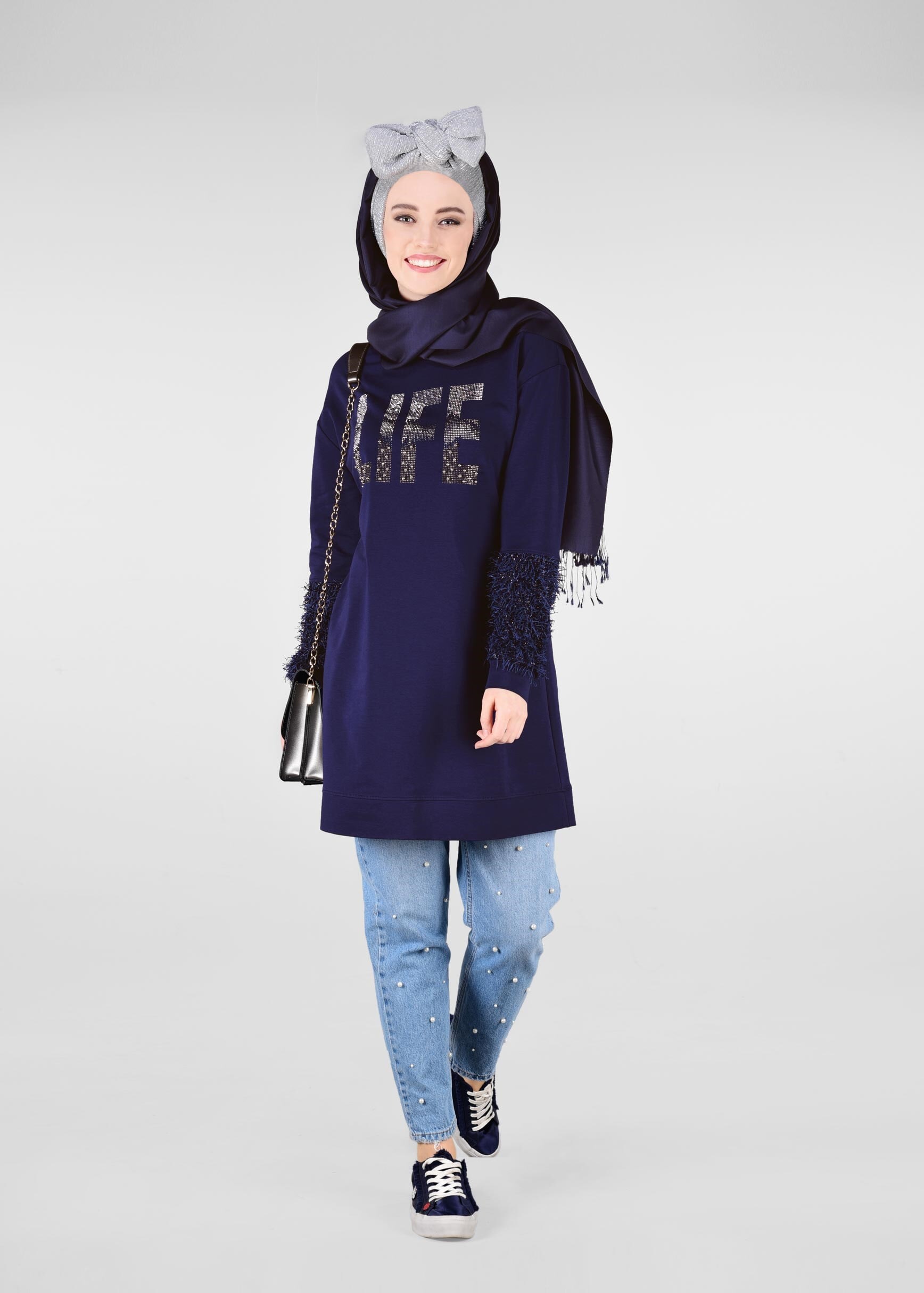 Tesettür giyim LACİVERT 4009 NEW LERİDA EŞOFMAN TUNİK 36/44 TEK38