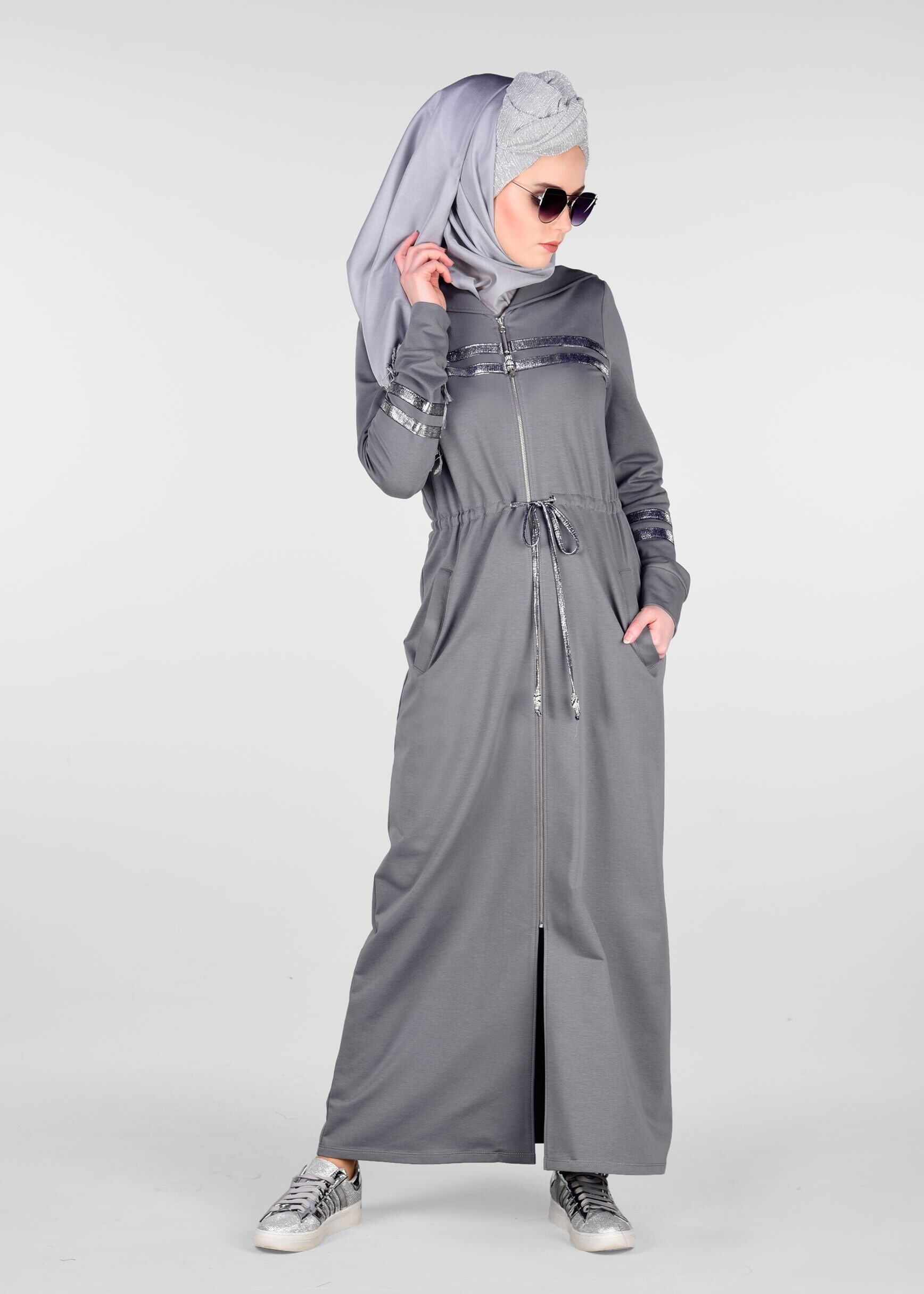 Tesettür giyim GRİ 4011 NEW LERİDA EŞOFMAN TUNİK 38/46 TEK40