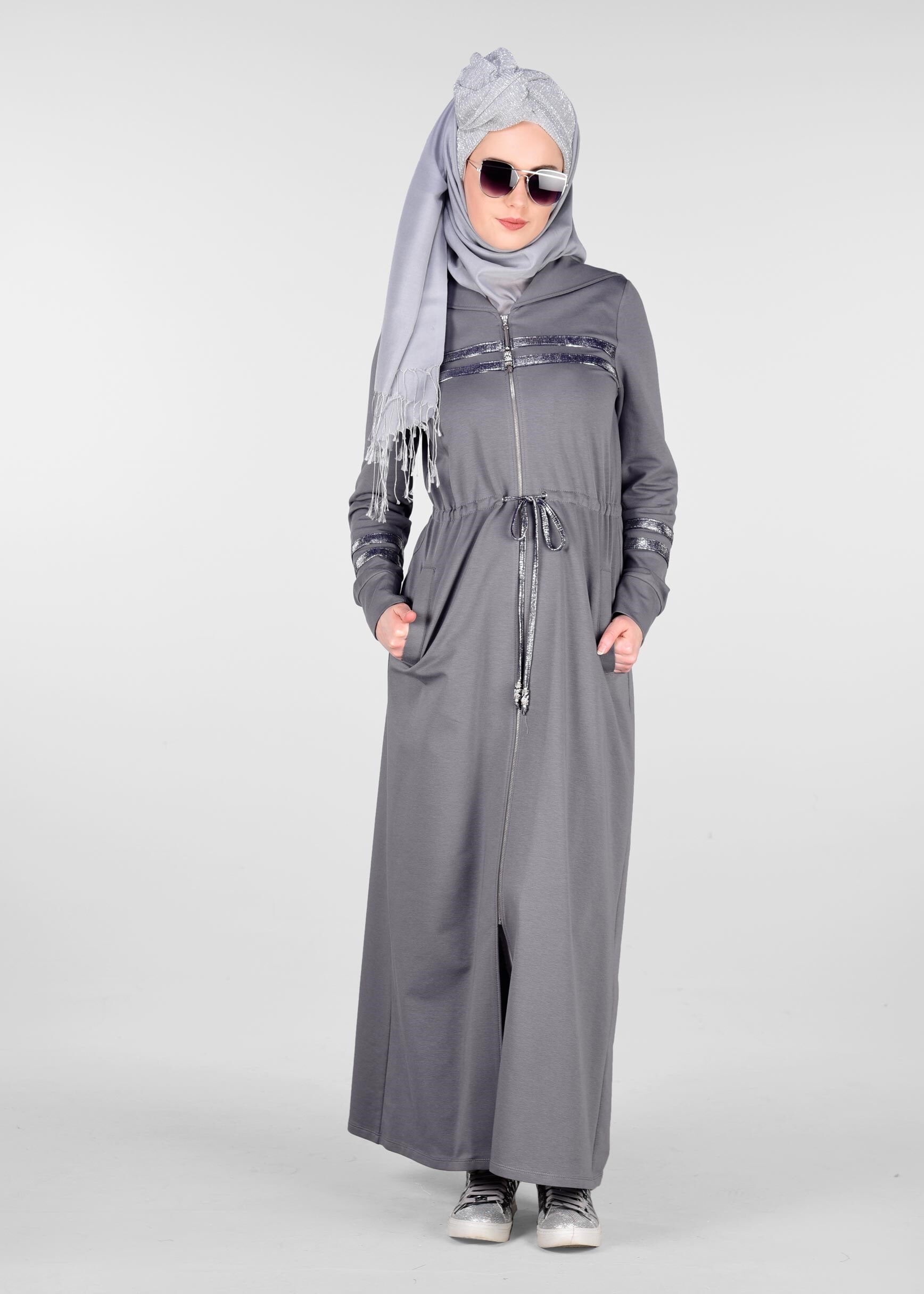 Tesettür giyim GRİ 4011 NEW LERİDA EŞOFMAN TUNİK 38/46 TEK40
