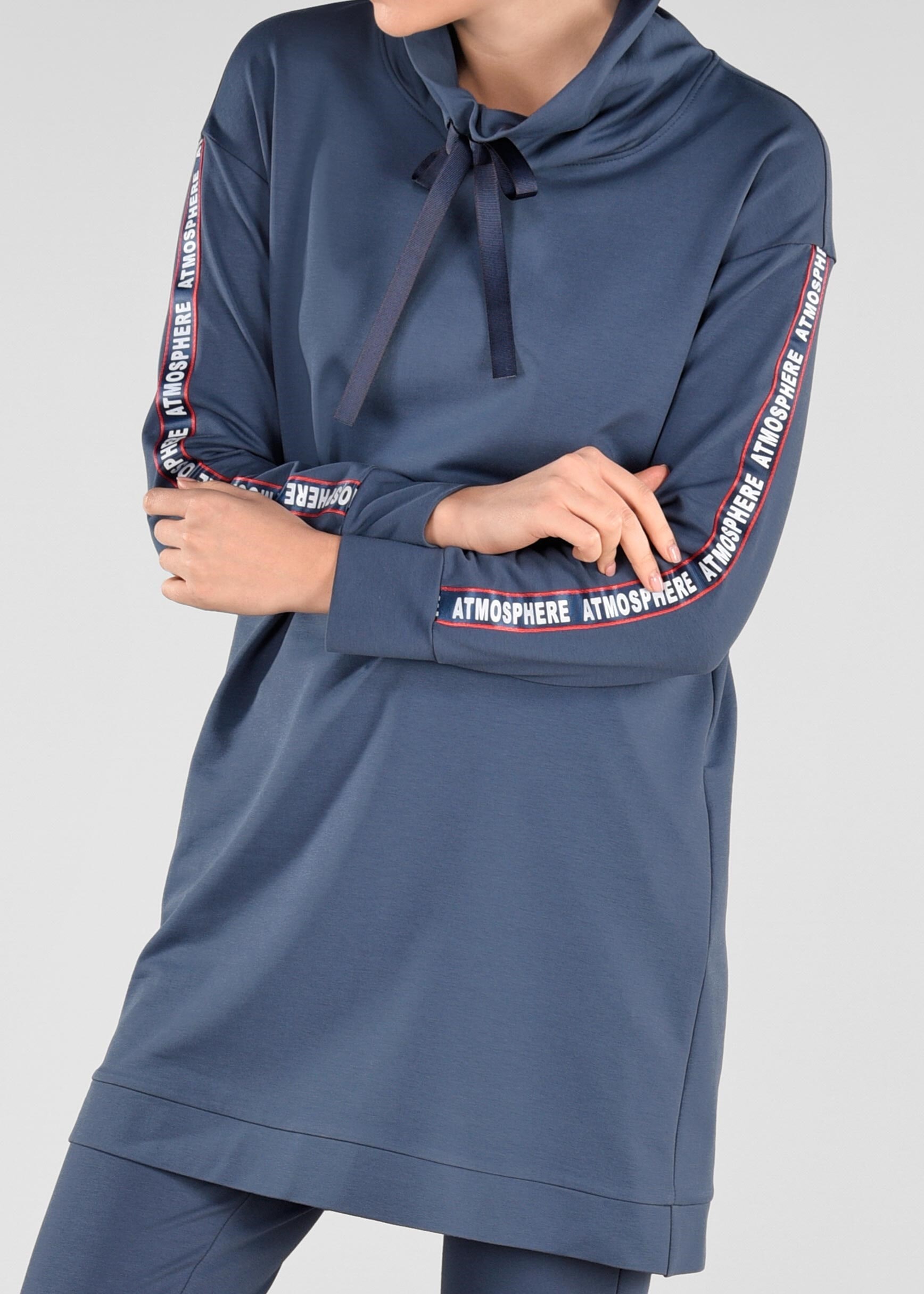 Tesettür giyim LACİVERT KOLLARI ŞERİT DETAYLI 2&prime;Lİ EŞOFMAN TAKIM 4040