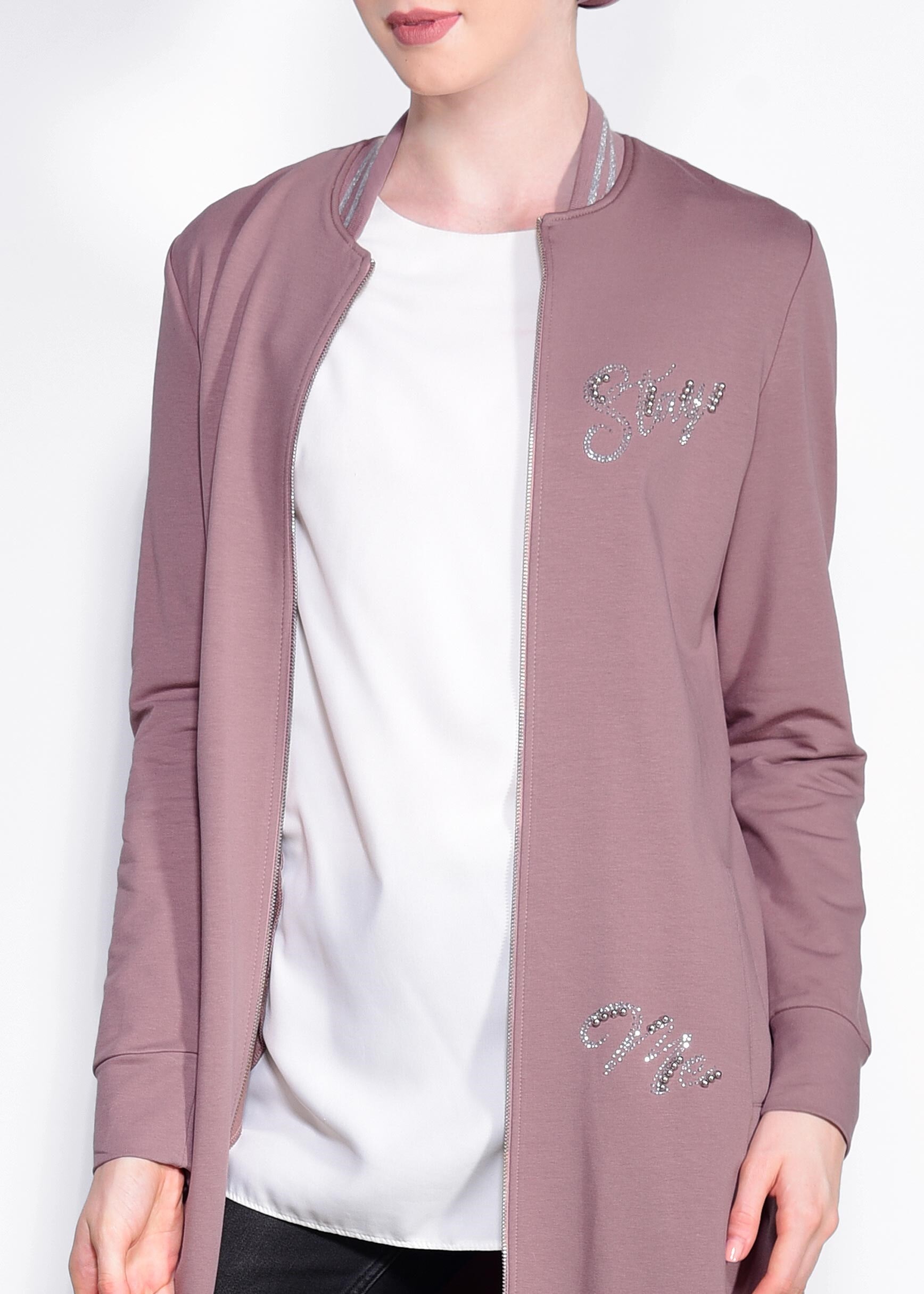 Tesettür giyim PUDRA ŞERİT DETAYLI EŞOFMAN TUNİK 4097