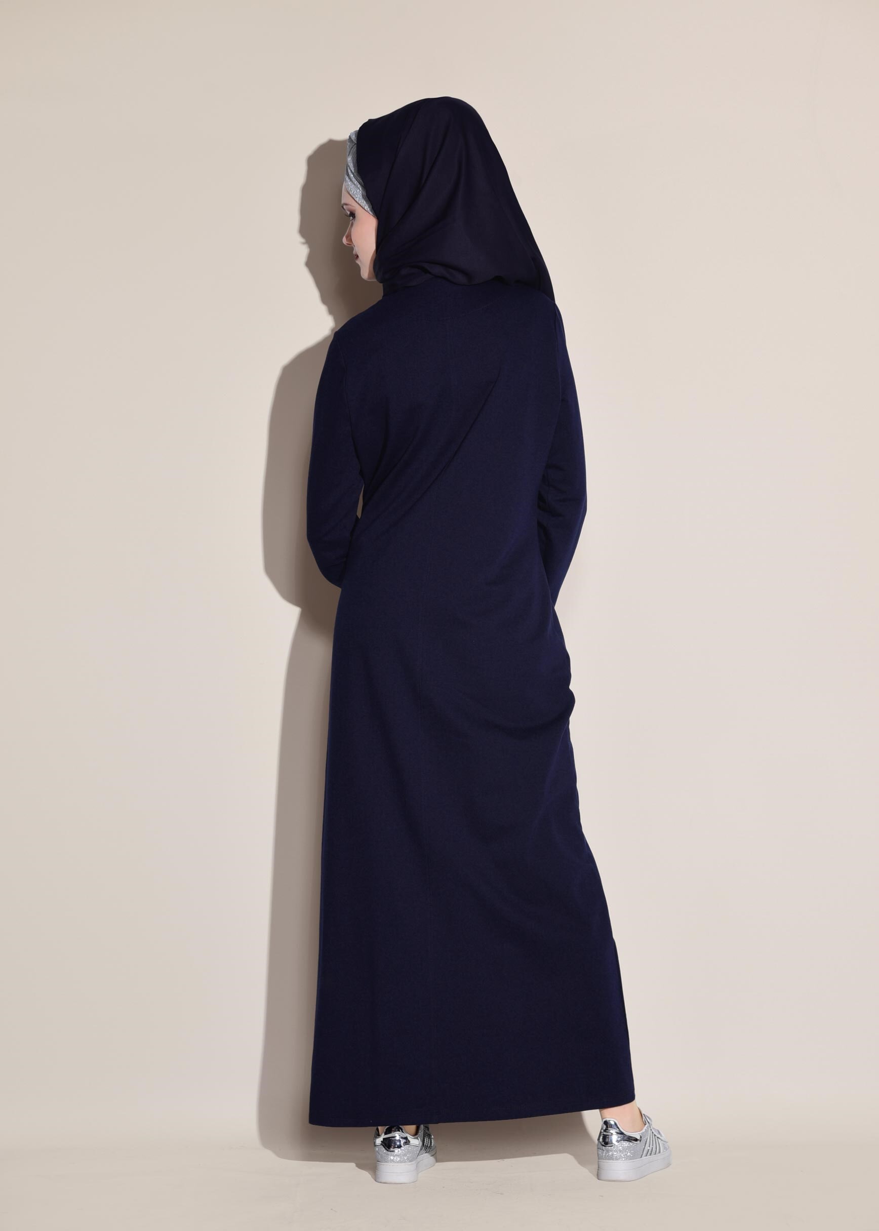 Tesettür giyim LACİVERT YAZI BASKILI UZUN EŞOFMAN TUNİK 4099