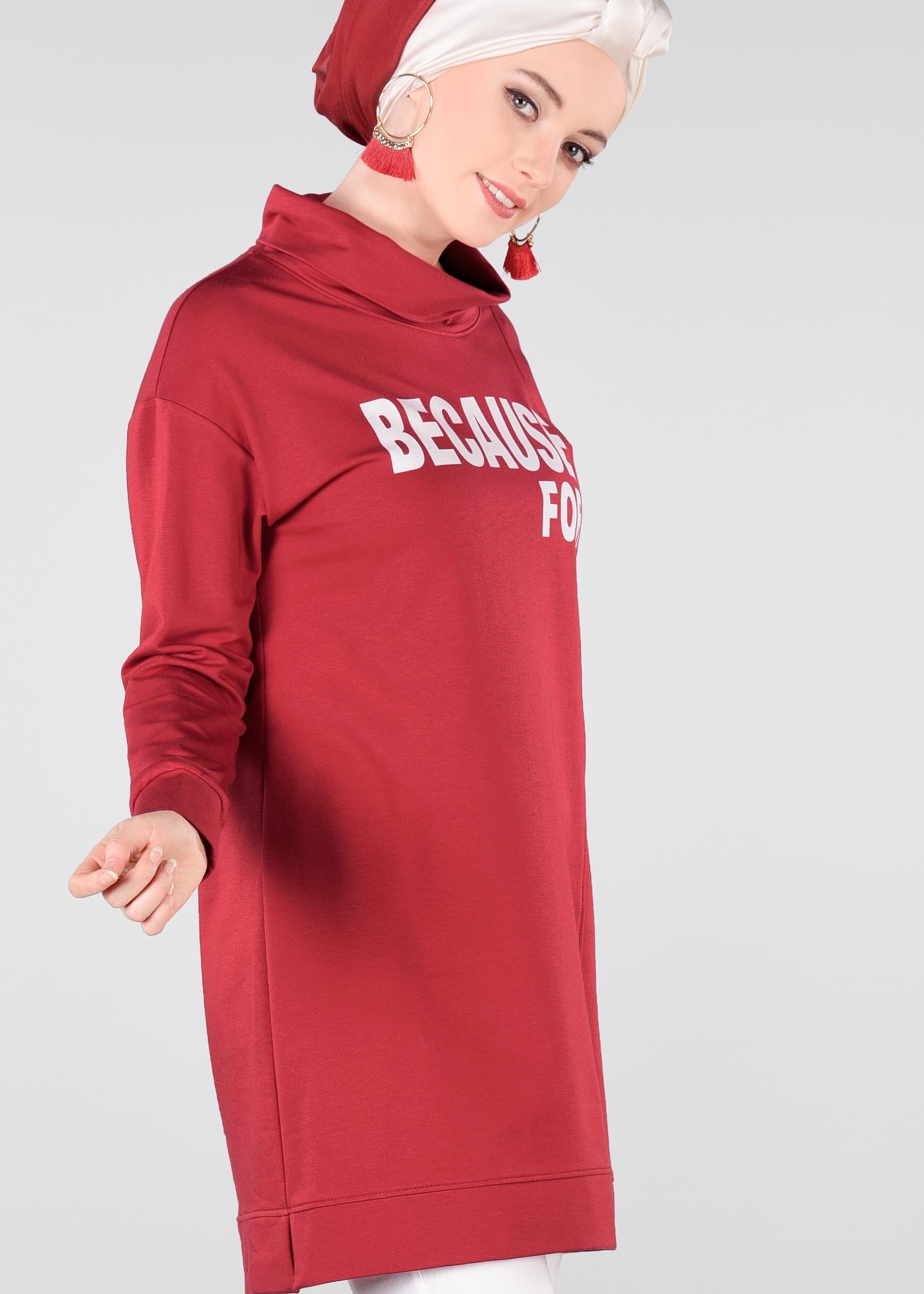 Tesettür giyim KIRMIZI 4101 NEW LERİDA EŞOFMAN TUNİK 36/42 TEK38