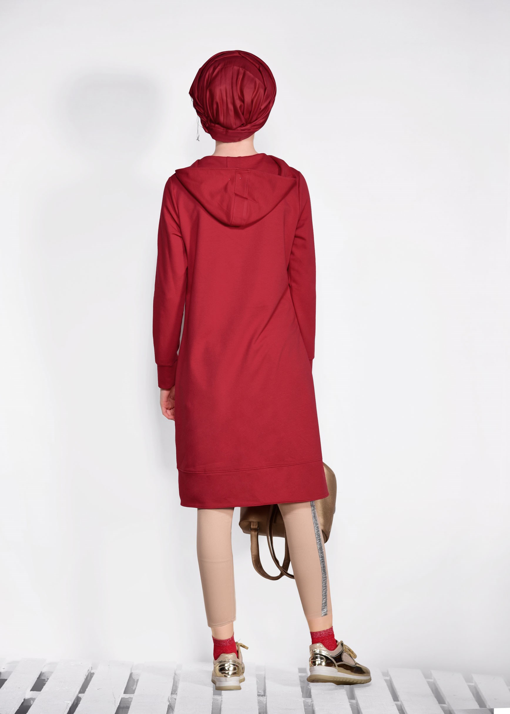 Tesettür giyim KIRMIZI 4234 NEW LERİDA EŞOFMAN TUNİK 36/44 TEK38