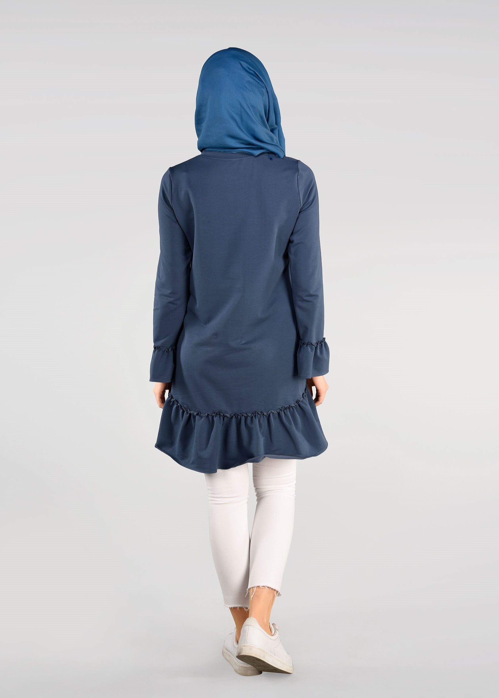 Tesettür giyim LACİVERT FIRFIR DETAYLI EŞOFMAN TUNİK 4873