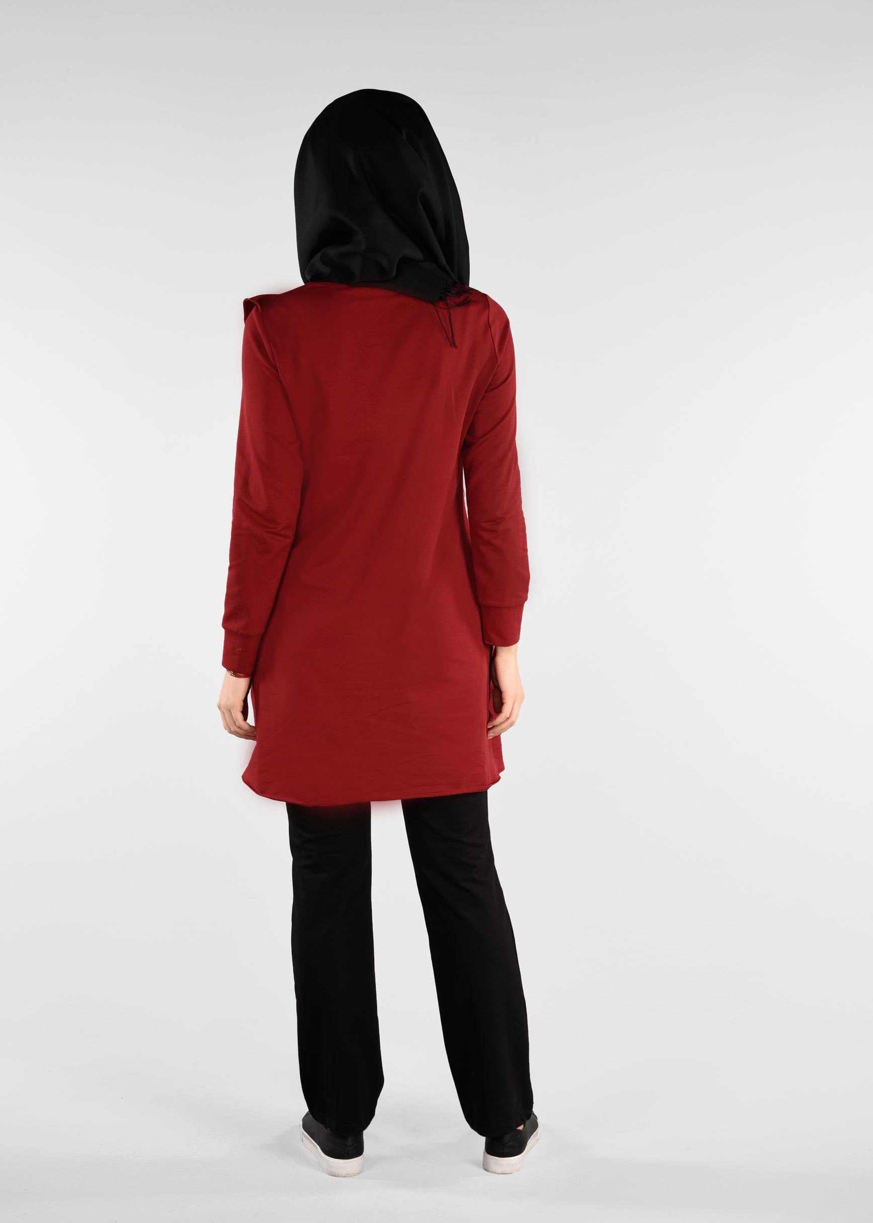 Tesettür giyim BORDO BONCUK VE PUL PAYET DETAYLI 2&prime;Lİ EŞOFMAN TAKIM 4880