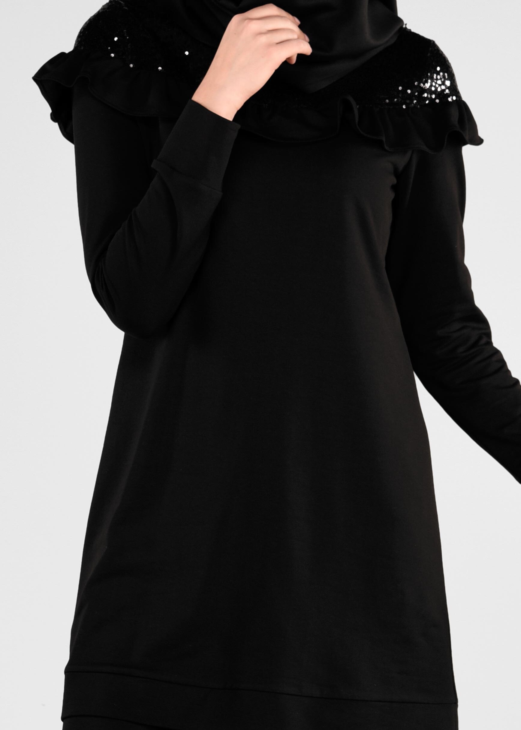 Tesettür giyim SİYAH PUL PAYETLİ 2&prime;Lİ EŞOFMAN TAKIM 4881