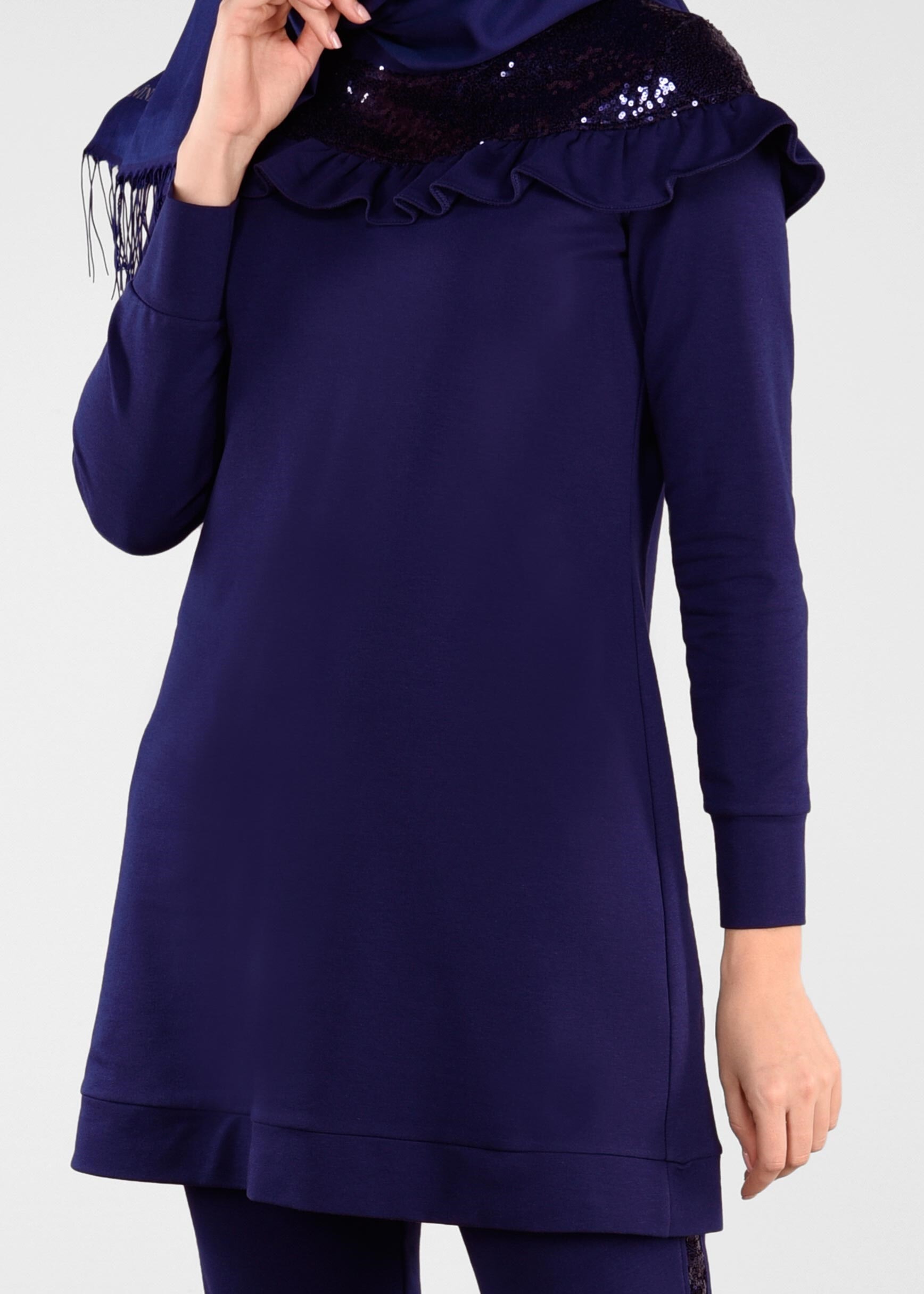 Tesettür giyim LACİVERT PUL PAYETLİ 2&prime;Lİ EŞOFMAN TAKIM 4881