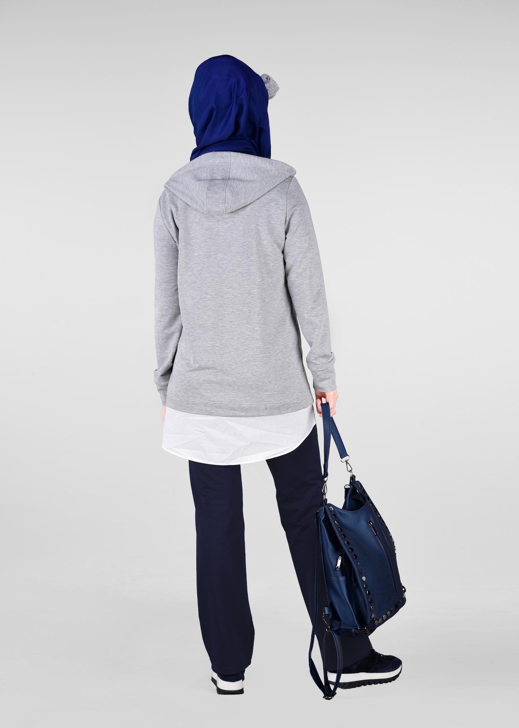 Tesettür giyim GRİ 4911 NEW LERİDA 2&prime;Lİ PANT.EŞOFMAN TAKIM 36/46