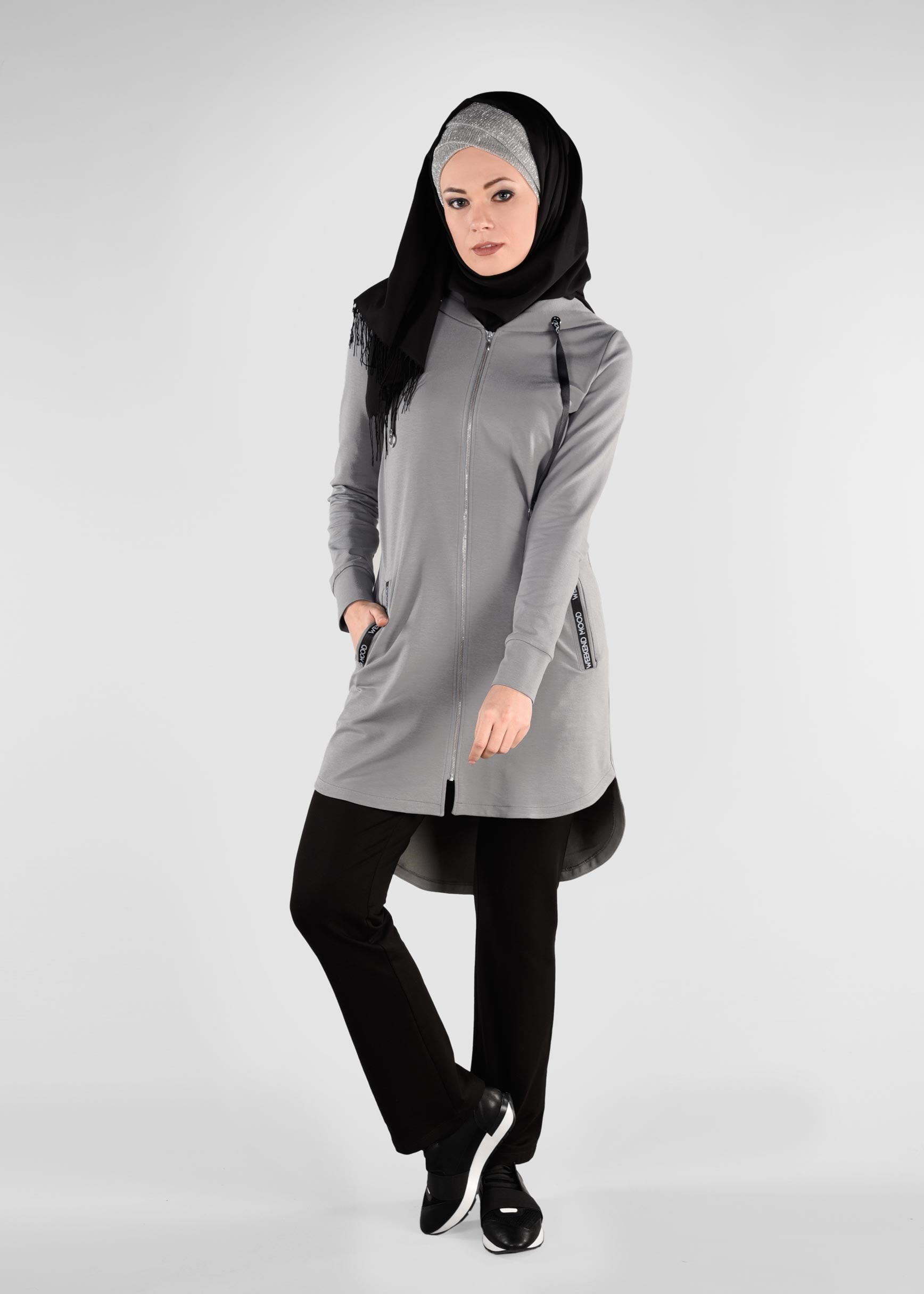 Tesettür giyim GRİ 4913 NEW LERİDA 2&prime;Lİ PANT.EŞOFMAN TK.36/44 TEK38