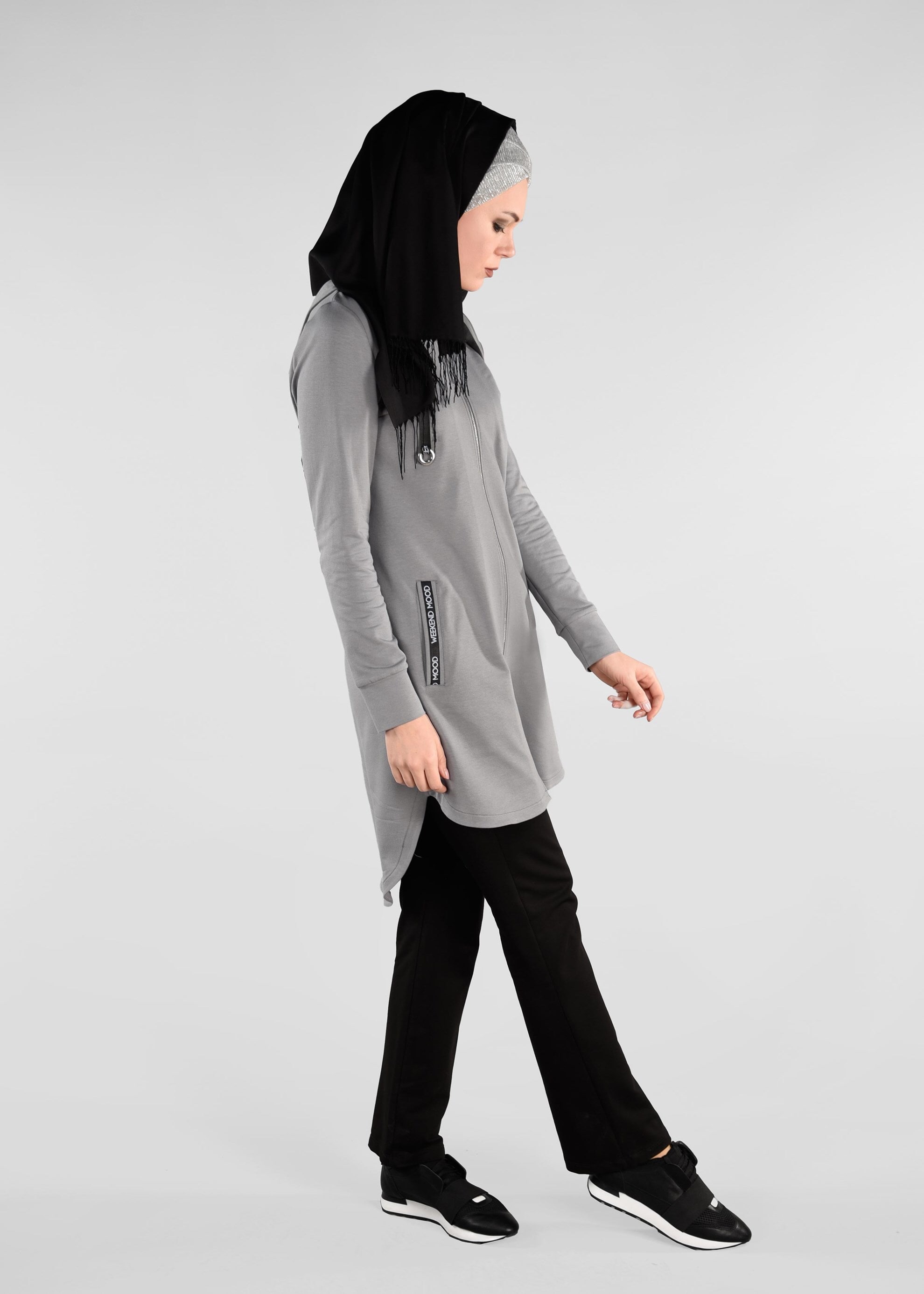 Tesettür giyim GRİ 4913 NEW LERİDA 2&prime;Lİ PANT.EŞOFMAN TK.36/44 TEK38