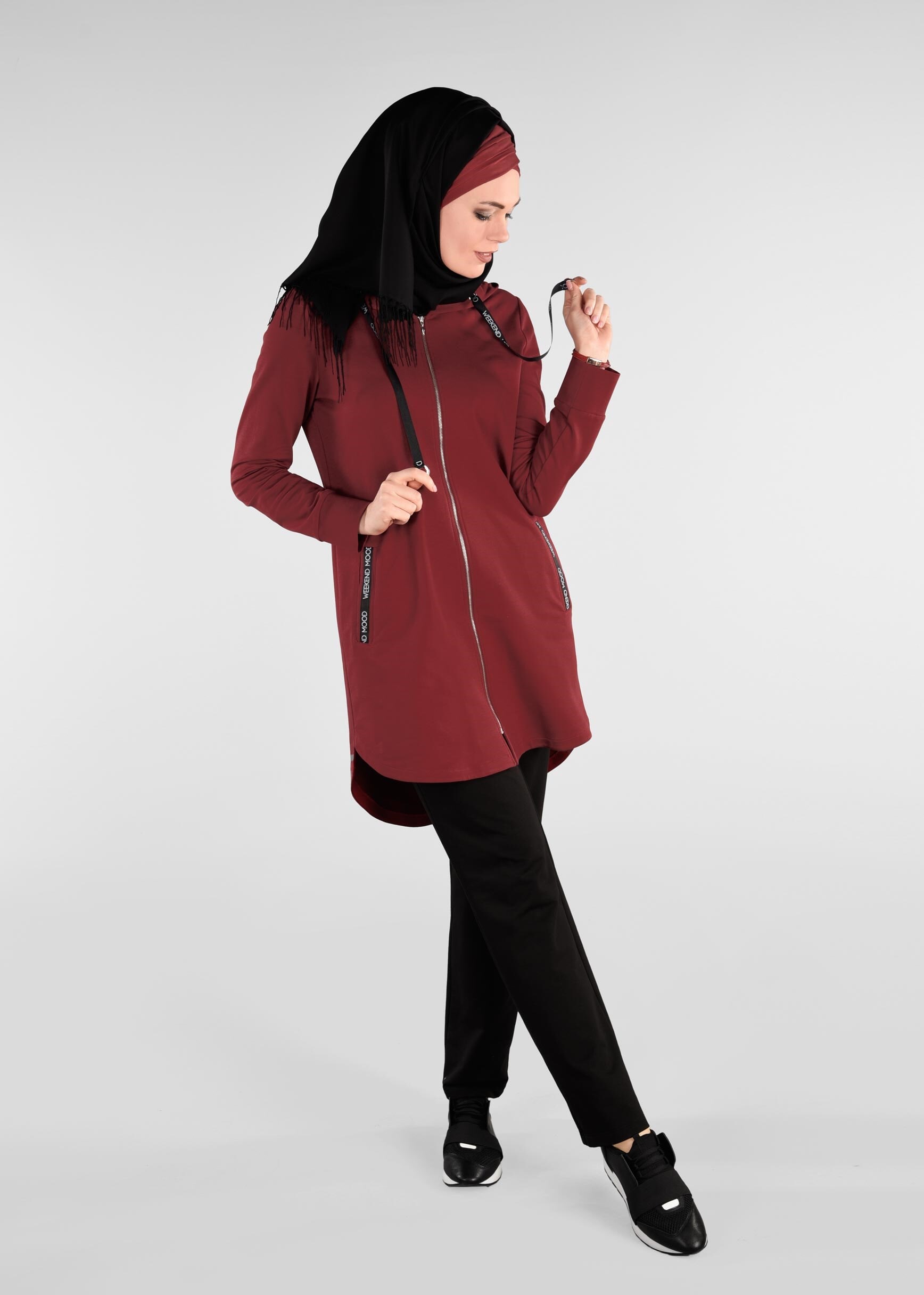 Tesettür giyim BORDO 4913 NEW LERİDA 2&prime;Lİ PANT.EŞOFMAN TK.36/44 TEK38