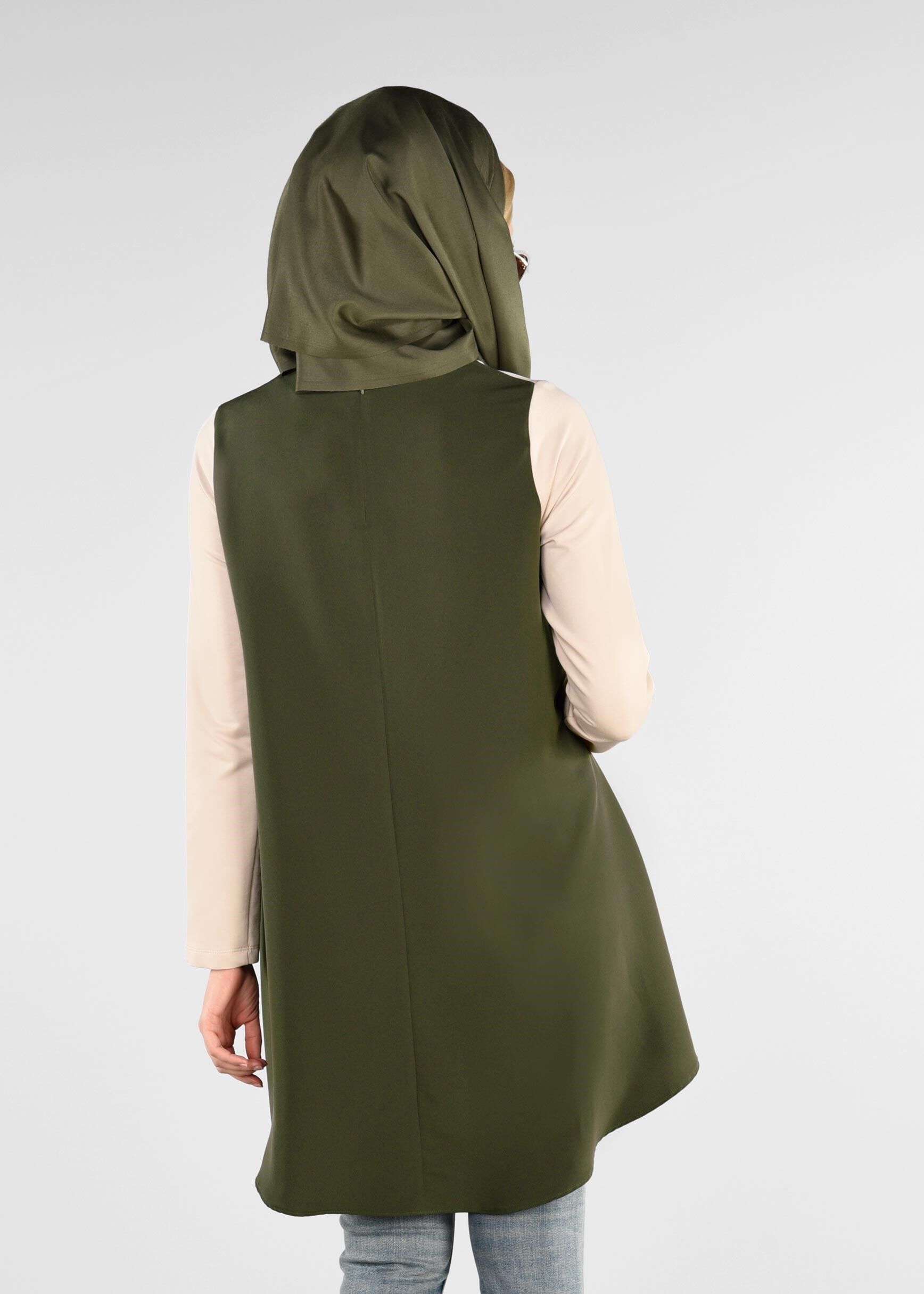 Tesettür giyim BEJ İKİ RENKLİ EŞOFMAN TUNİK 4914