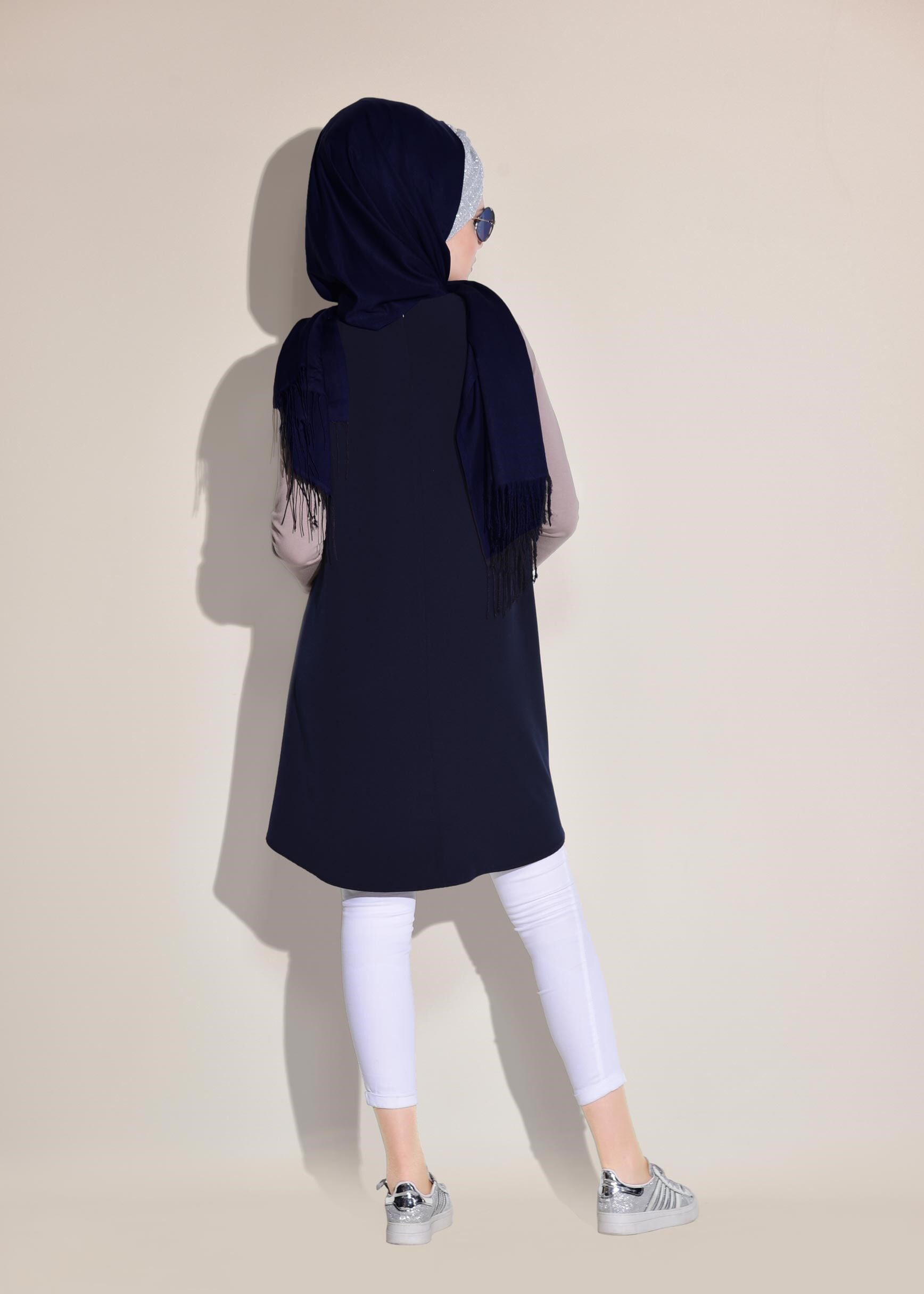 Tesettür giyim PUDRA İKİ RENKLİ EŞOFMAN TUNİK 4914