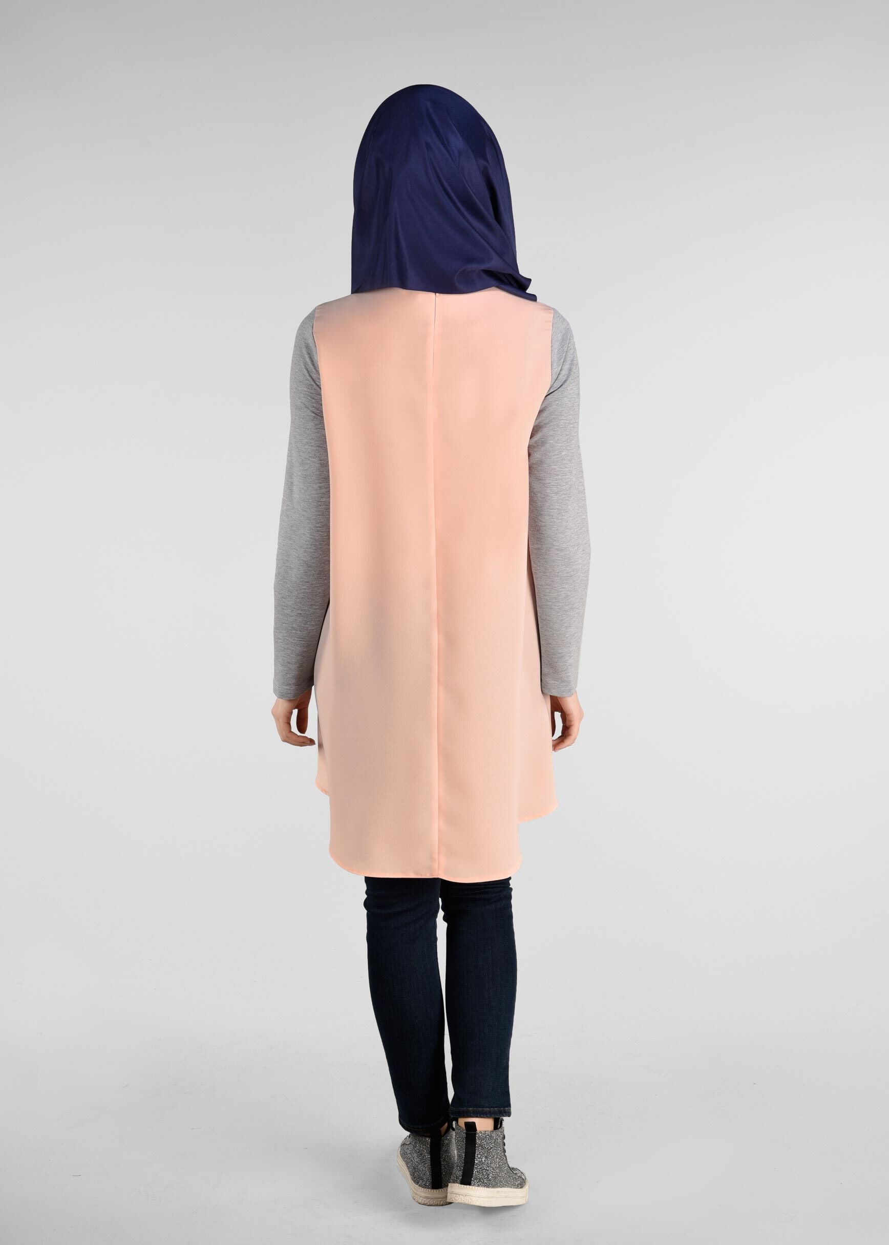 Tesettür giyim GRİ İKİ RENKLİ EŞOFMAN TUNİK 4914