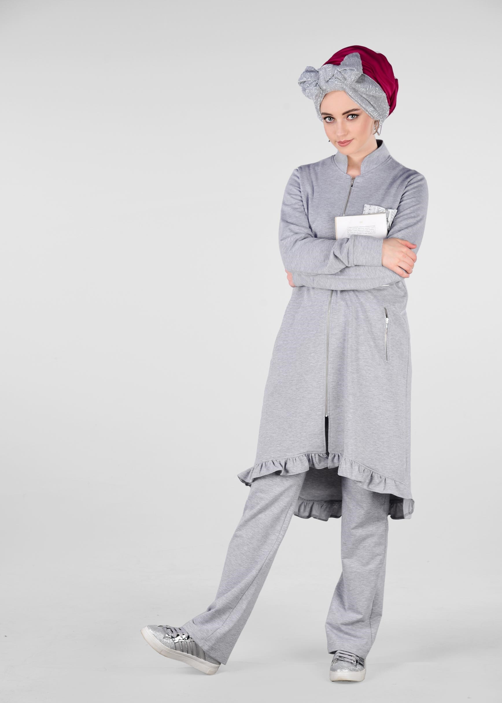 Tesettür giyim GRİ 4916 NEW LERİDA 2&prime;Lİ PANT.EŞF.TK.38/46 TEK40