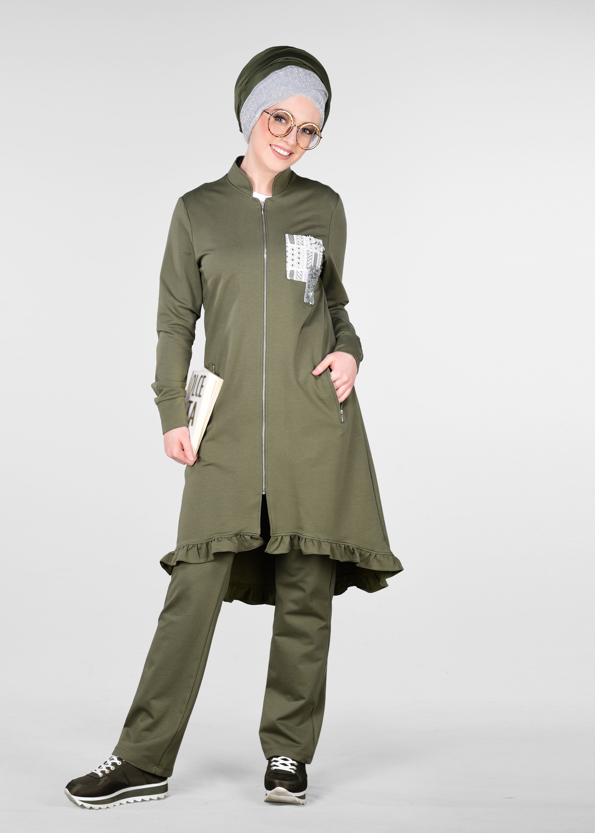 Tesettür giyim HAKİ 4916 NEW LERİDA 2&prime;Lİ PANT.EŞF.TK.38/46 TEK40