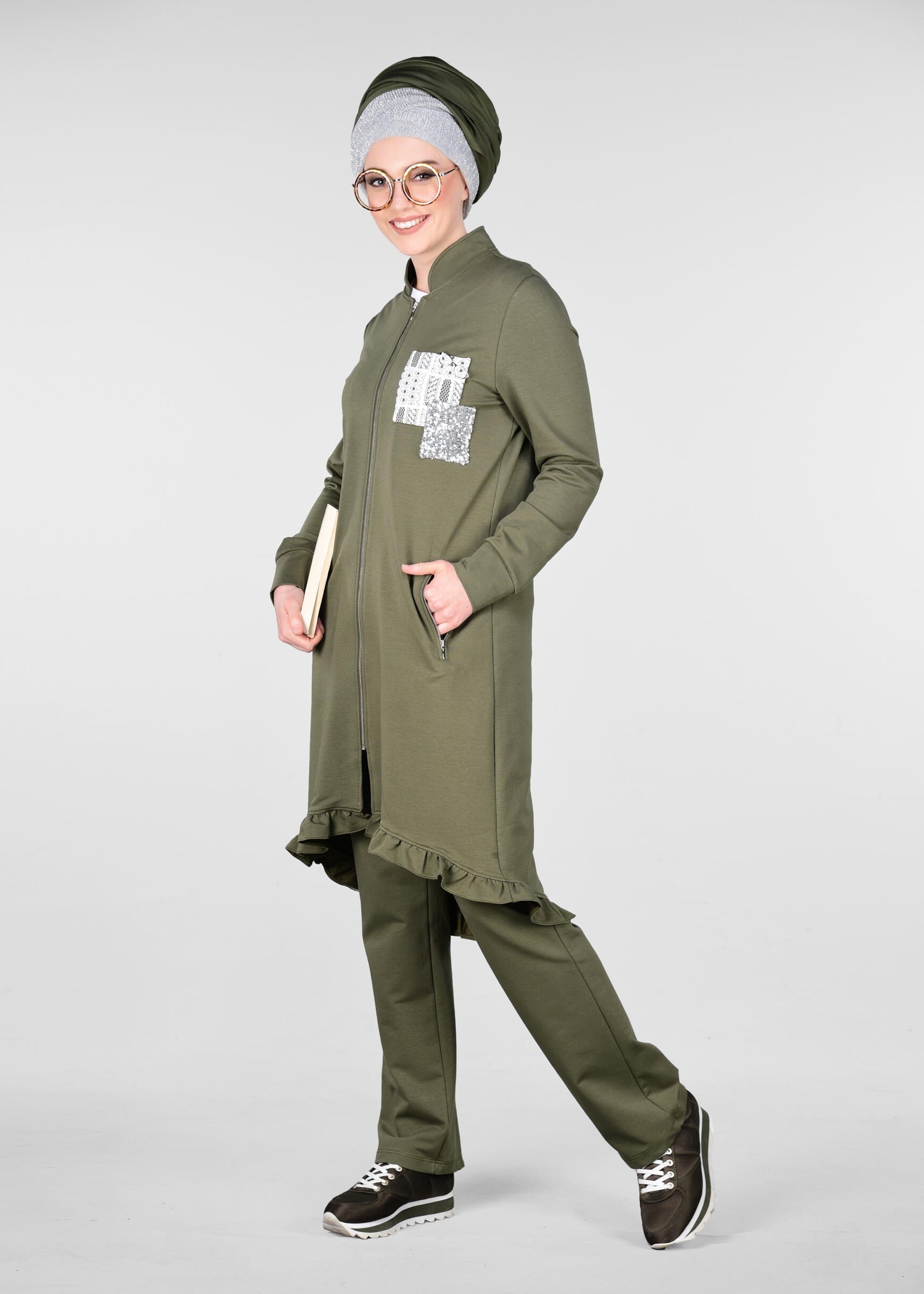 Tesettür giyim HAKİ 4916 NEW LERİDA 2&prime;Lİ PANT.EŞF.TK.38/46 TEK40