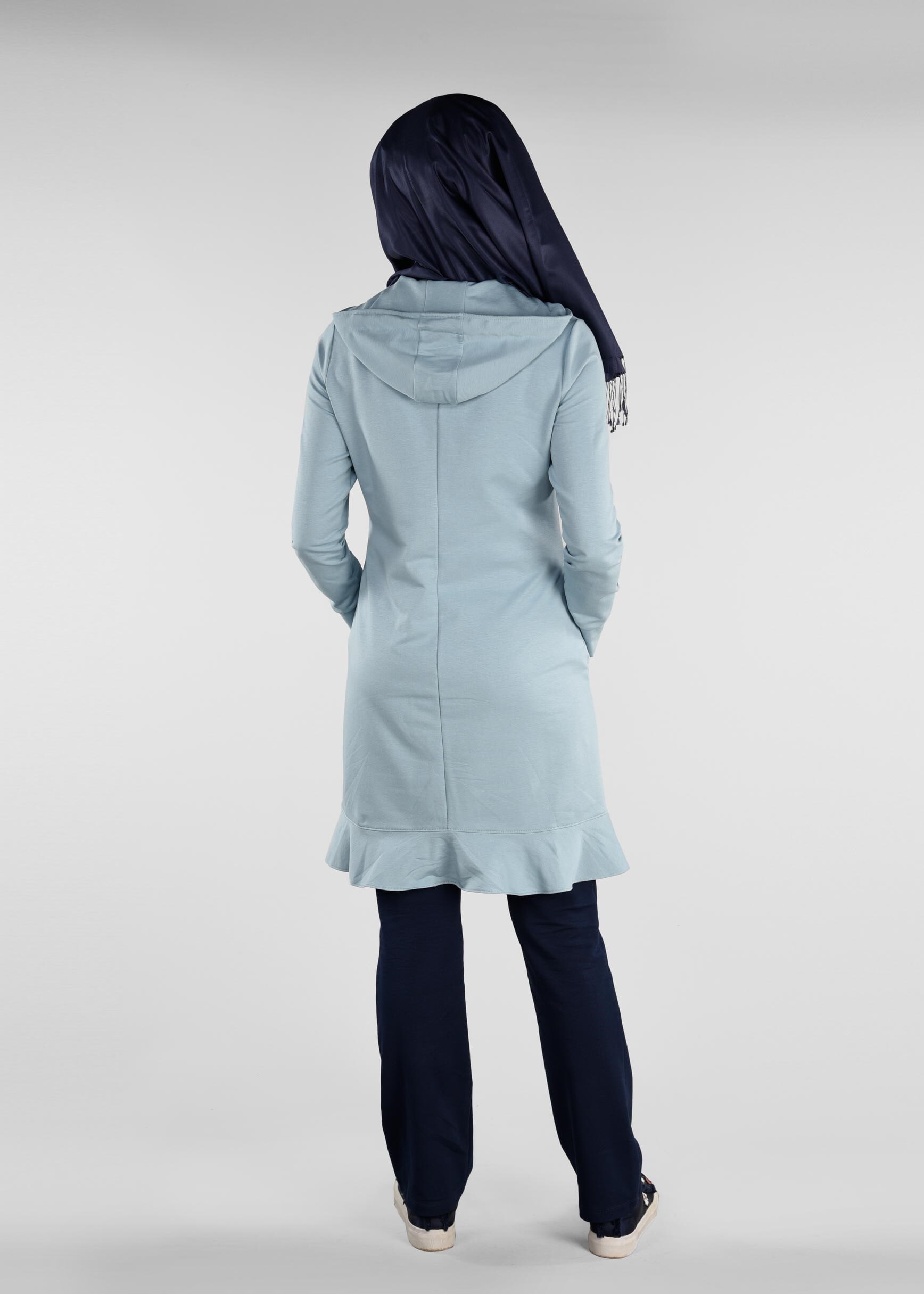 Tesettür giyim MAVİ ETEK UCU VOLANLI 2&prime;Lİ EŞOFMAN TAKIM 4917 