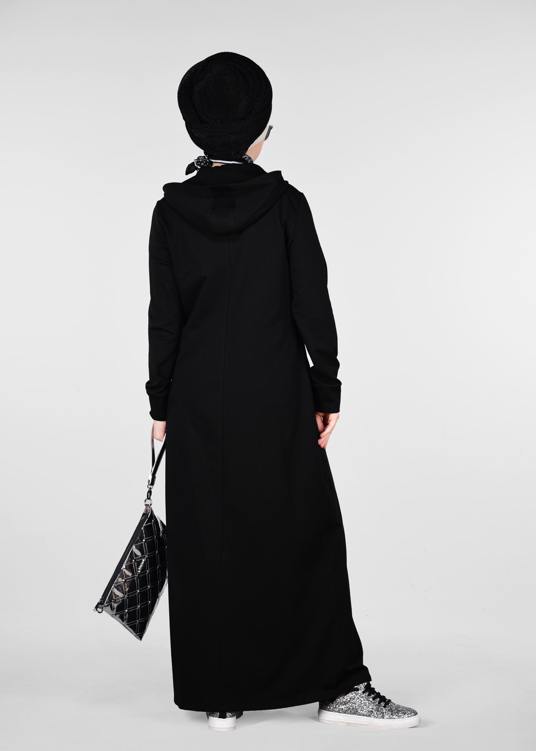 Tesettür giyim SİYAH ARMALI FERMUARLI EŞOFMAN TUNİK 4918