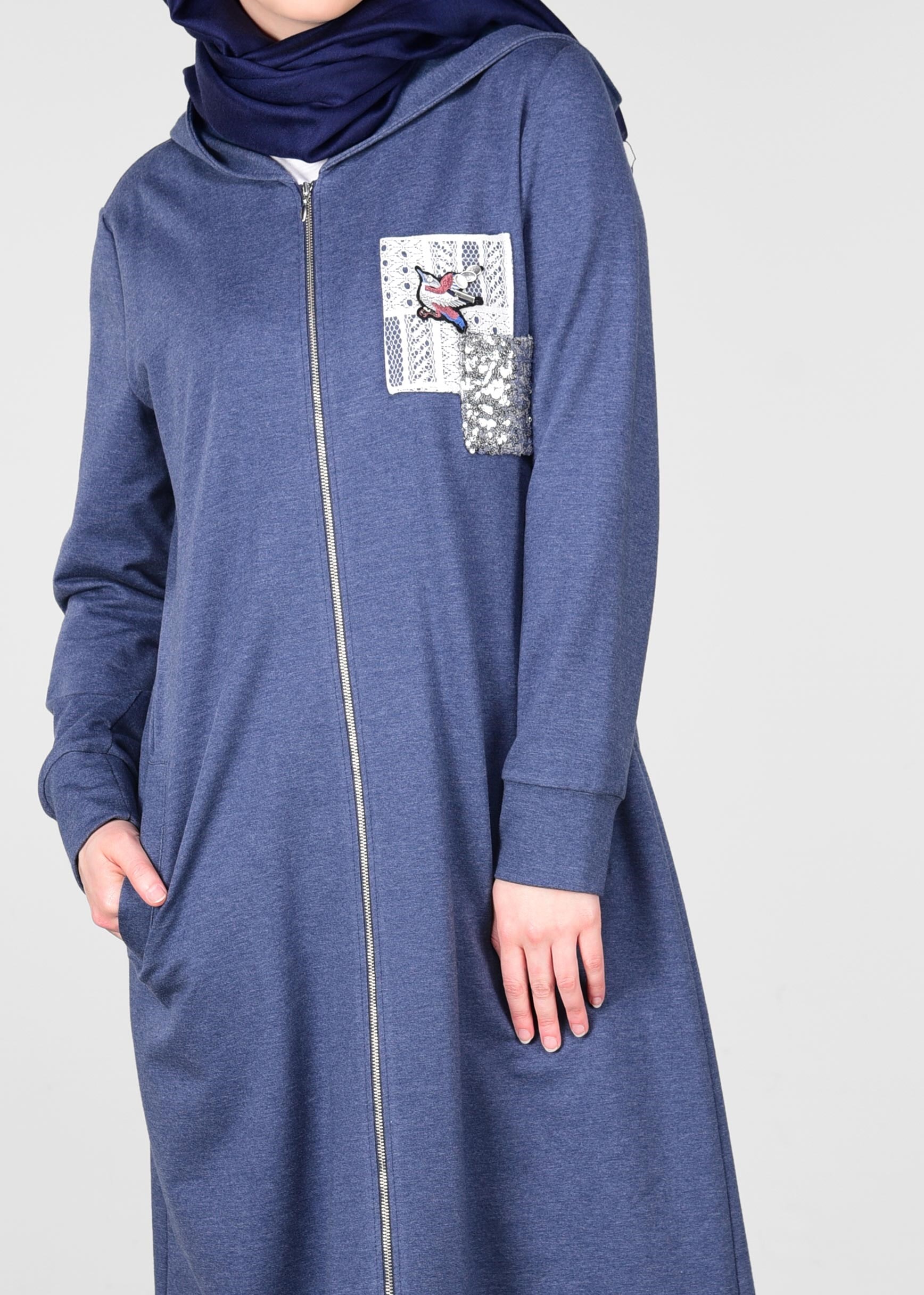 Tesettür giyim LACİVERT ARMALI FERMUARLI EŞOFMAN TUNİK 4918