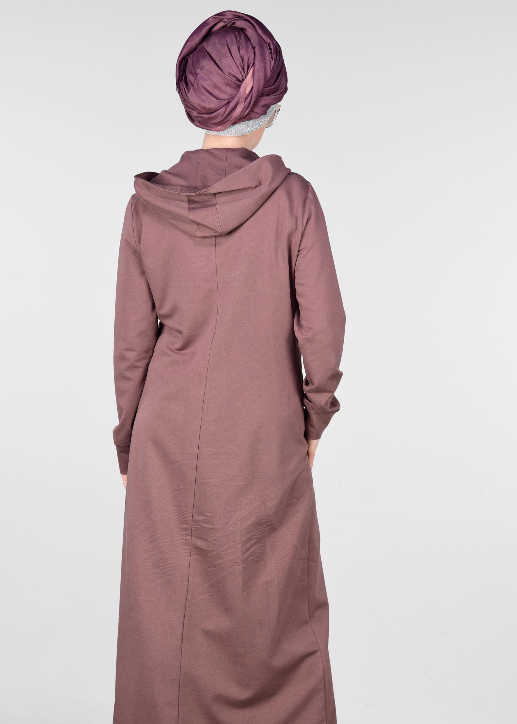 Tesettür giyim PEMBE ARMALI FERMUARLI EŞOFMAN TUNİK 4918