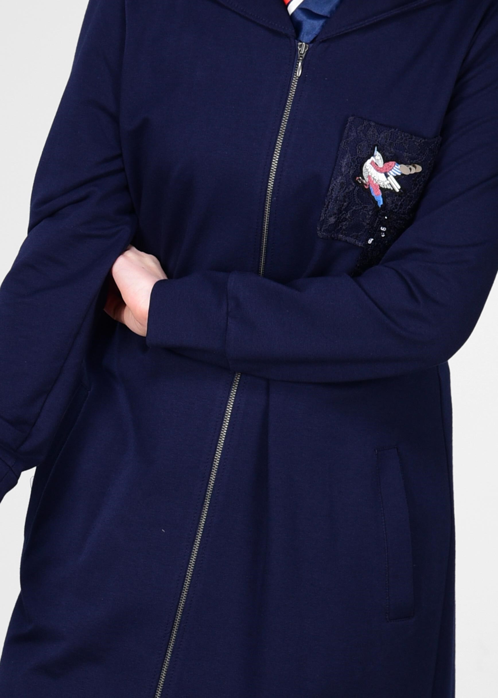 Tesettür giyim LACİVERT ARMALI FERMUARLI EŞOFMAN TUNİK 4918