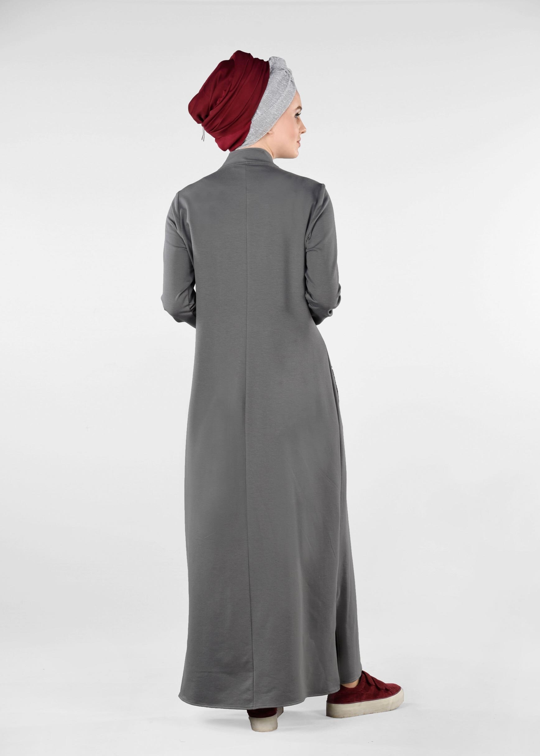 Tesettür giyim GRİ PUL PAYETLİ UZUN EŞOFMAN TUNİK 4931