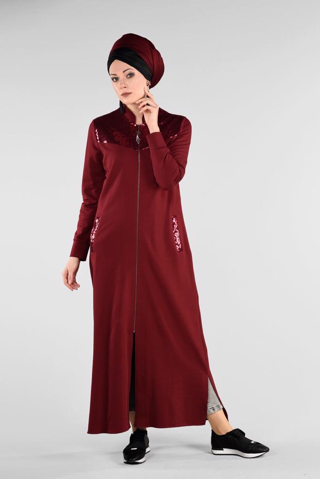 Hijab clothing CLARET RED 4931 NEW LERİDA  EŞOFMAN TUNİK 40/48 TEK38 - ALVİNA