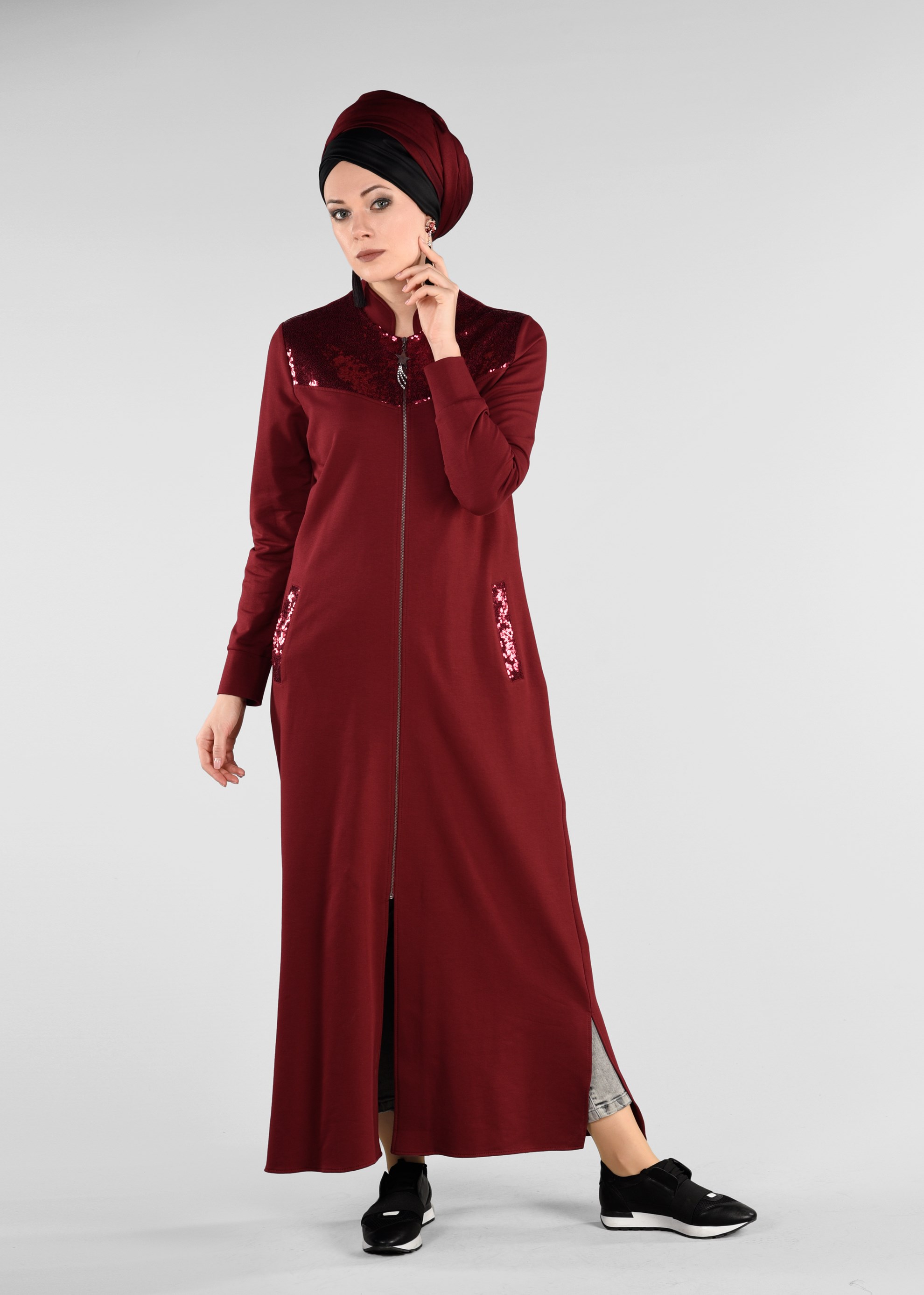 Hijab clothing CLARET RED 4931 NEW LERİDA  EŞOFMAN TUNİK 40/48 TEK38