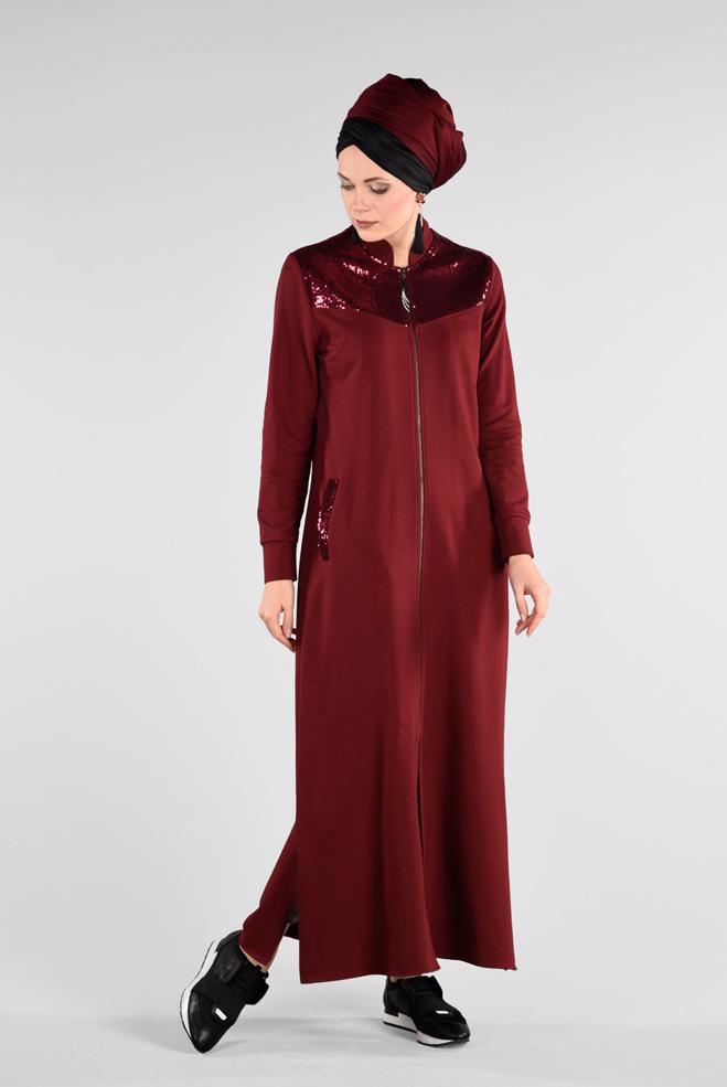 Hijab clothing CLARET RED 4931 NEW LERİDA  EŞOFMAN TUNİK 40/48 TEK38 - ALVİNA