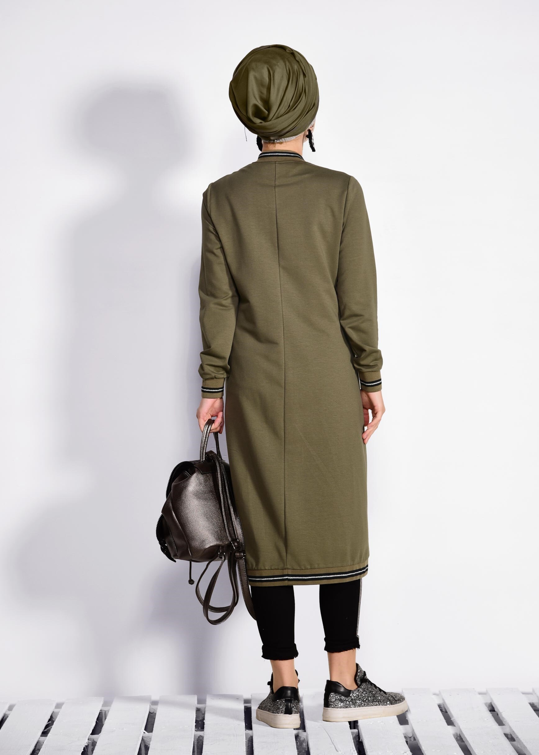 Tesettür giyim HAKİ ÇITÇITLI EŞOFMAN CEKET 4932