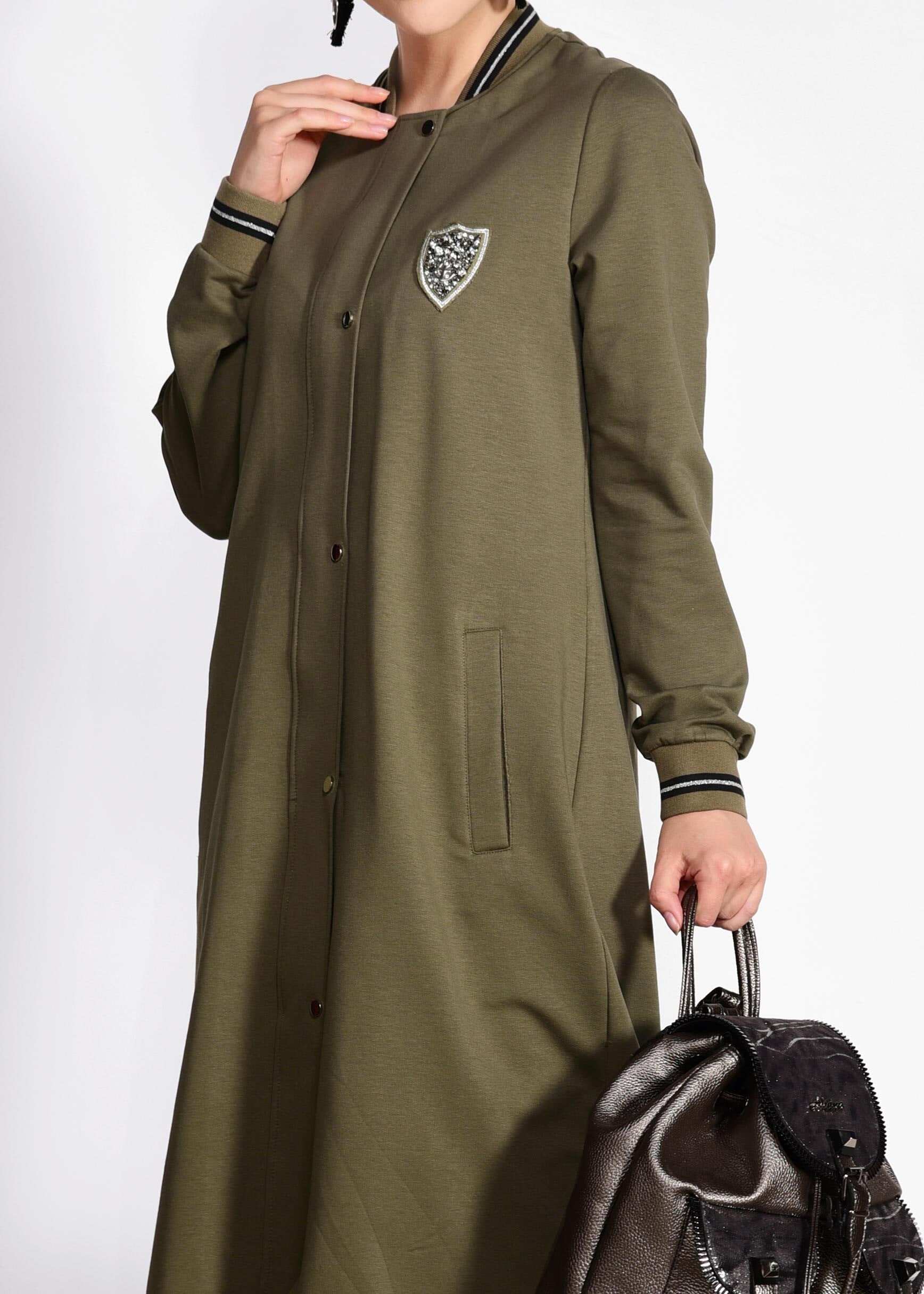 Tesettür giyim HAKİ ÇITÇITLI EŞOFMAN CEKET 4932