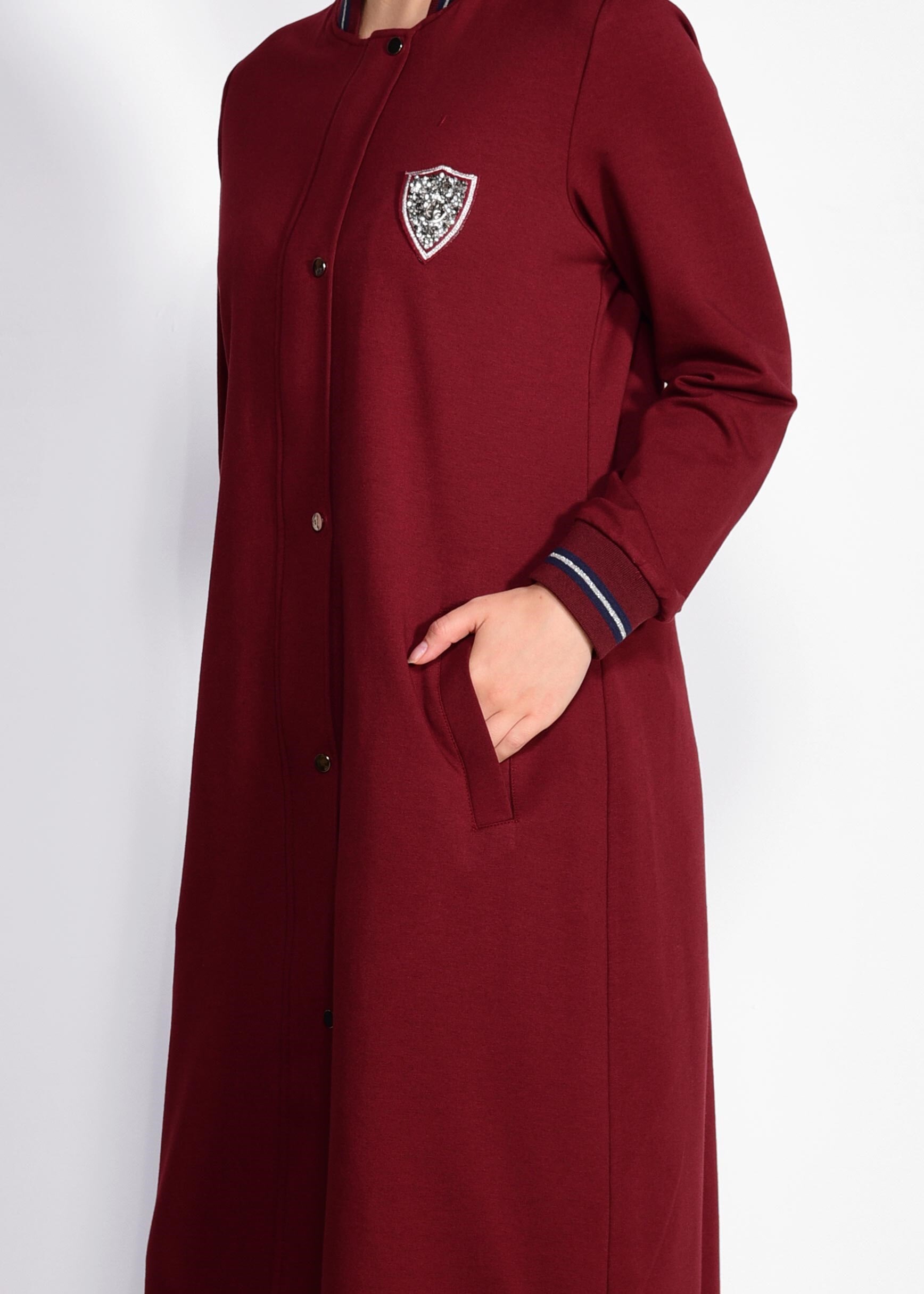 Tesettür giyim BORDO ÇITÇITLI EŞOFMAN CEKET 4932