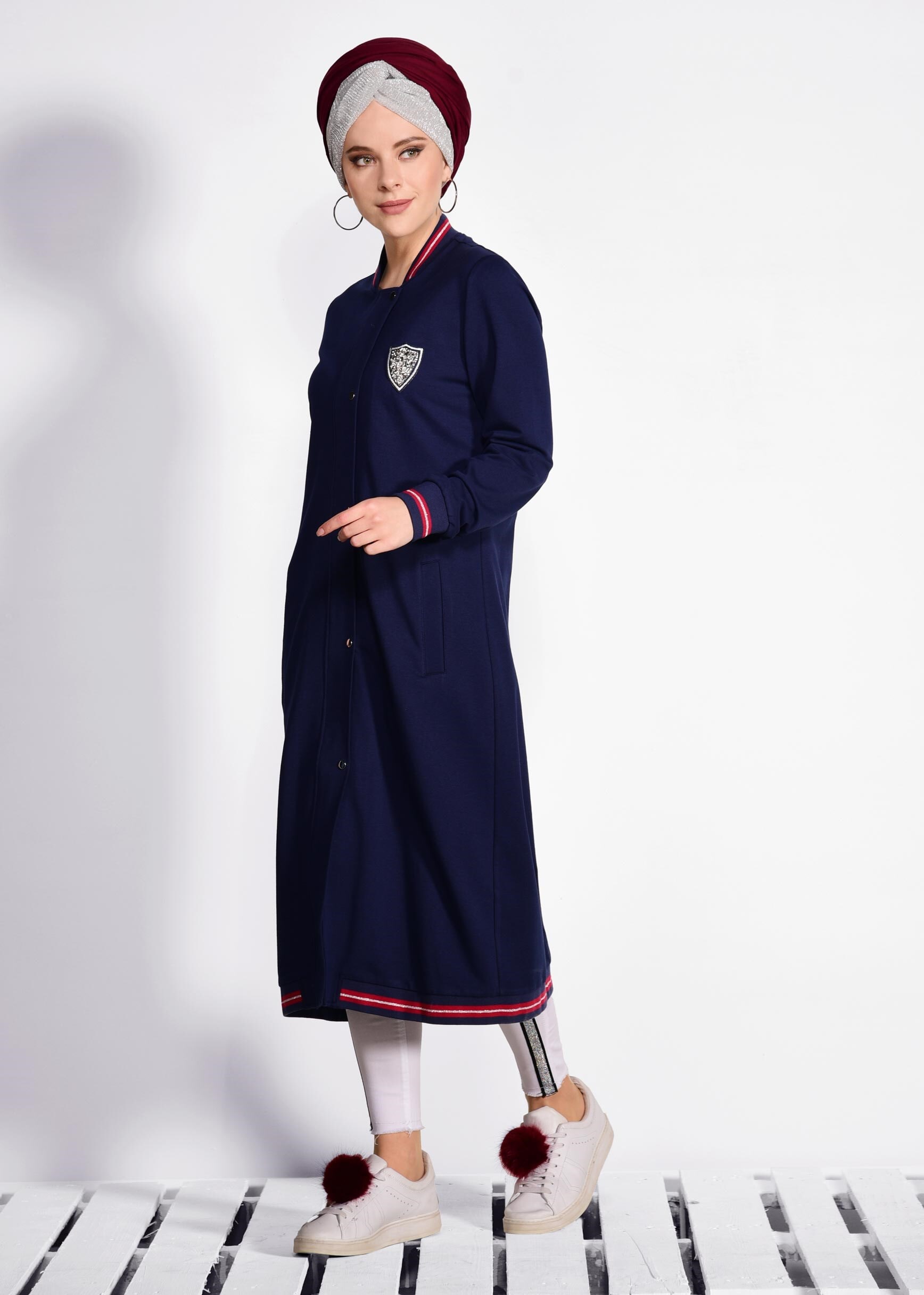 Tesettür giyim LACİVERT ÇITÇITLI EŞOFMAN CEKET 4932