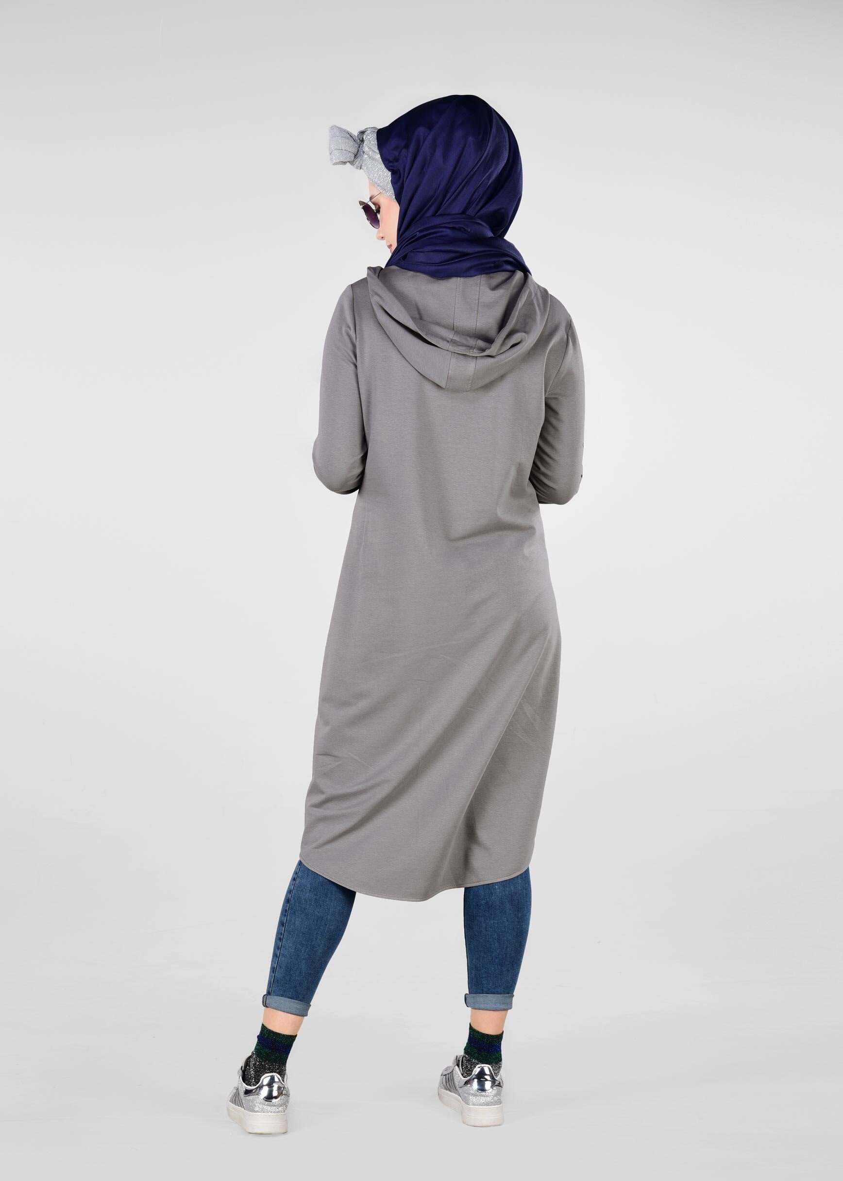 Tesettür giyim GRİ 4933 NEW LERİDA EŞOFMAN TUNİK 36/42 TEK38